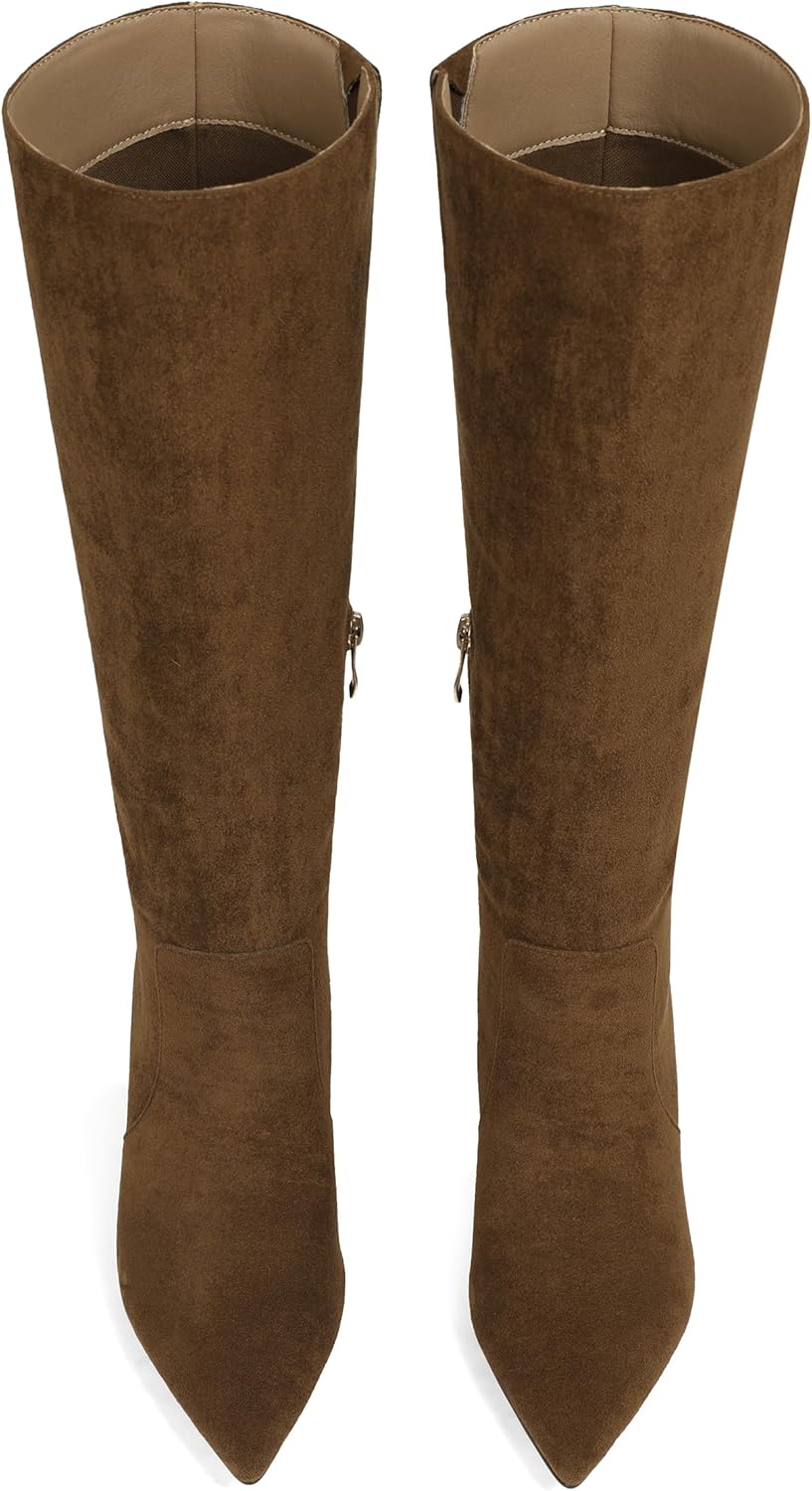 CELNEPHO Knee High Boots Women Chunky Block High Heel Tall Boots Pointed Toe Side Zipper Leather Fall Boots - Image 5