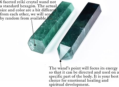Miniatura 3 de AMOYSTONE Torre grande de cristal curativo de fluorita verde 6 columnas facetadas terapia de meditación de chakras Reiki 18-22 libras