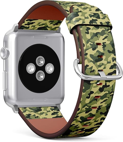 Amazon.com: Compatible con (42/1.732 in) Apple Watch iWatch Serie 6/SE/5/4/3/2/1  – Correa de cuero de repuesto para hombres y mujeres – Textura camuflaje  caqui 23 de febrero : Celulares y Accesorios