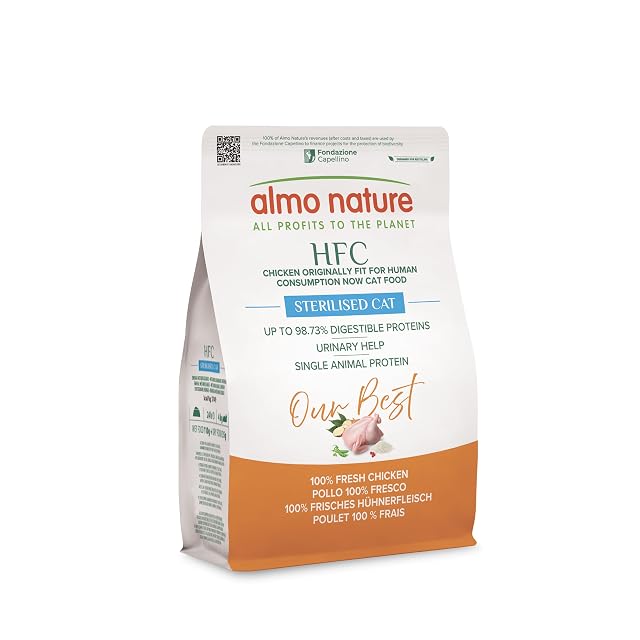 Almo Nature HFC Our Best Sterilised - Pienso para Gatos Adultos Esterilizados - Pollo Fresco, Monoproteico