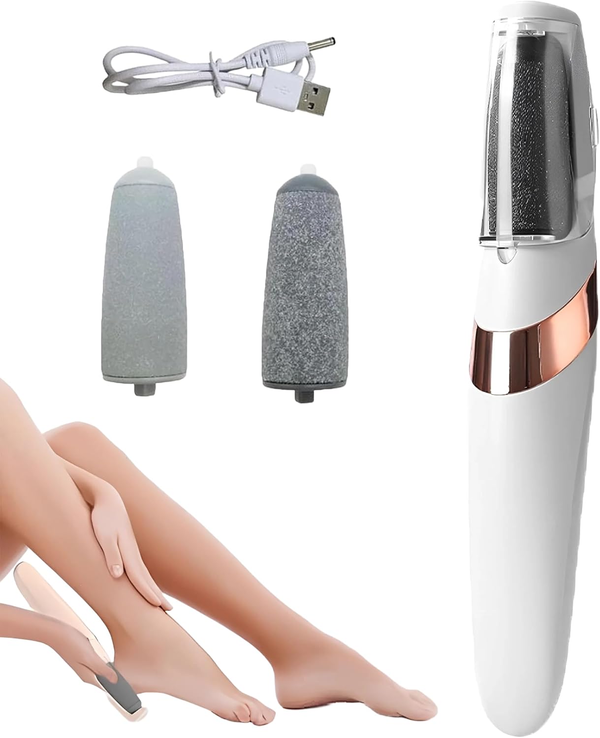 Electric Callus Remover for Feet,Electric Foot Callus Remover,Rechargeable Pedicure Kit, Removes Dry & Dead Skin for Smoother Feet, Ideal Gift,White