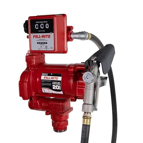Miniatura 2 de Fill-Rite Bomba de transferencia de combustible FR701VL 115V 75 LPM con paquete de medidor mecánico estándar, litros | Para gasolina, diésel,