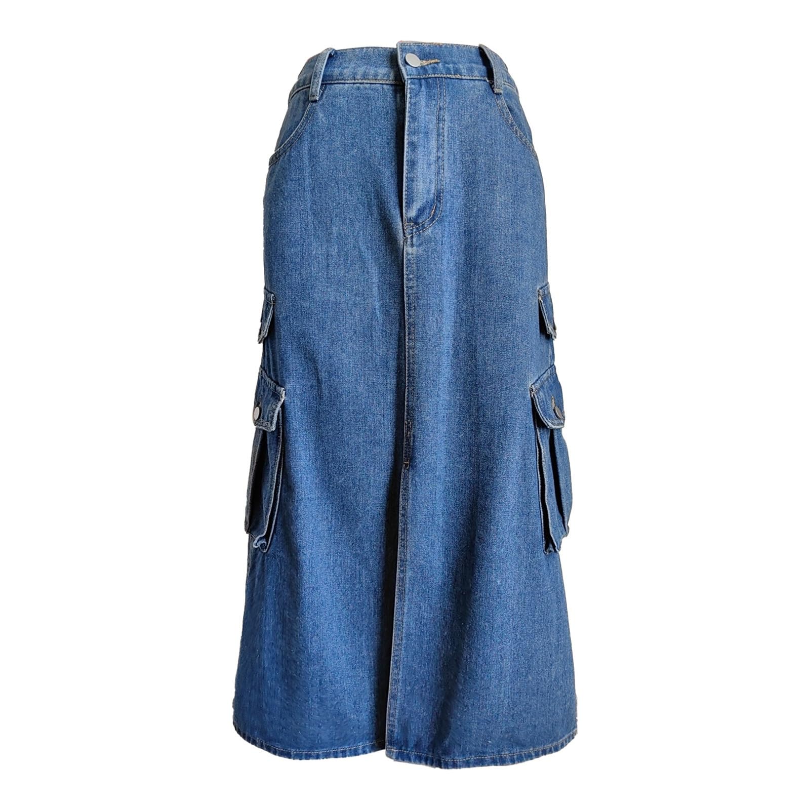 Générique Jupes Femme Haute Tour en Femme Jupe Élégante De Plage Elastique Plissée A-Ligne Taille Vacances avec Poches Plage Décontractée pour Bohême Maxi Longue