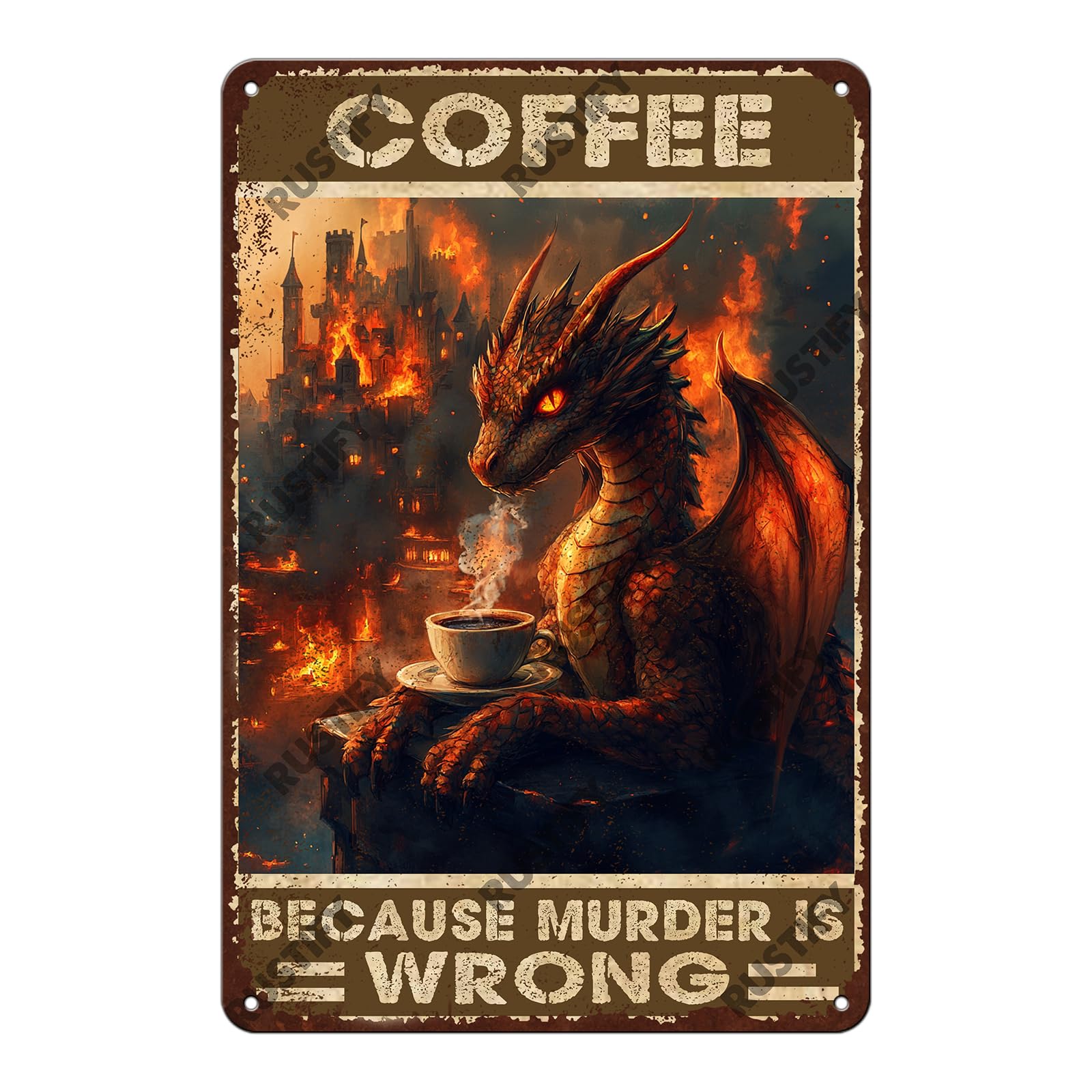 Anceky Coffee Because Murder Is Wrong Metal Sign Retro Tin Sign Wall Decor for Home Backyard Garden Kitchen Bar 12×8 Inch