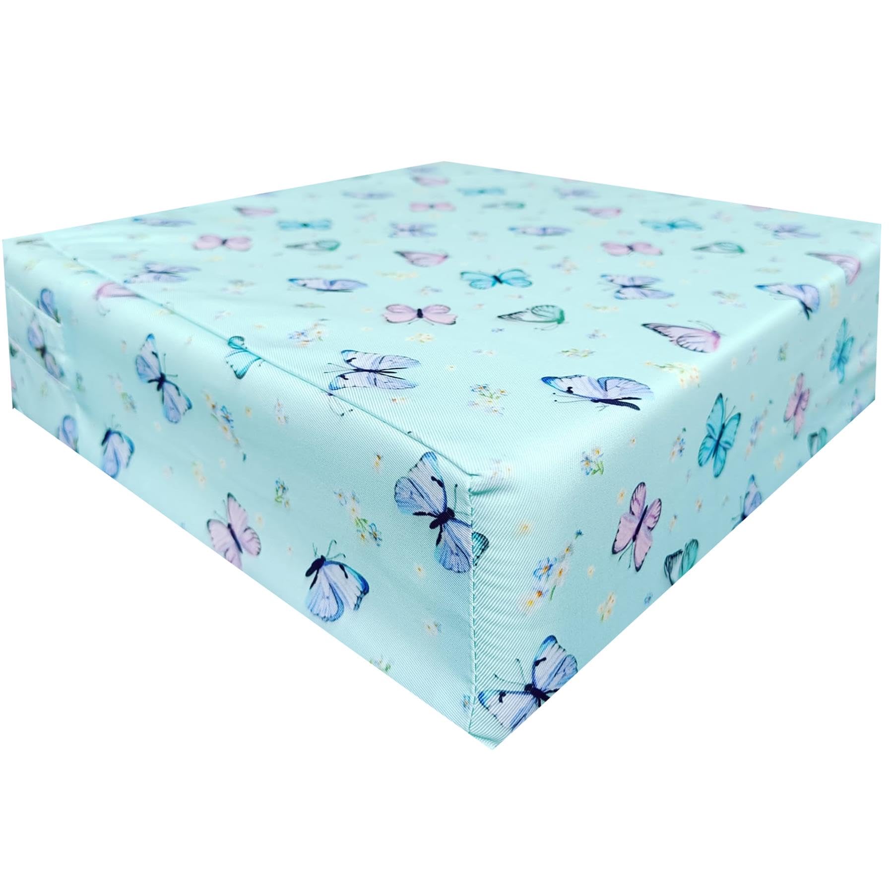 Toddler Booster Seat Cushion with Adjustable Straps and Washable Removable Cover Portable Dining Chair Pad for Kids and Baby - Travel-Friendly Seat Pads for Table Height Increasing [Butterflies]