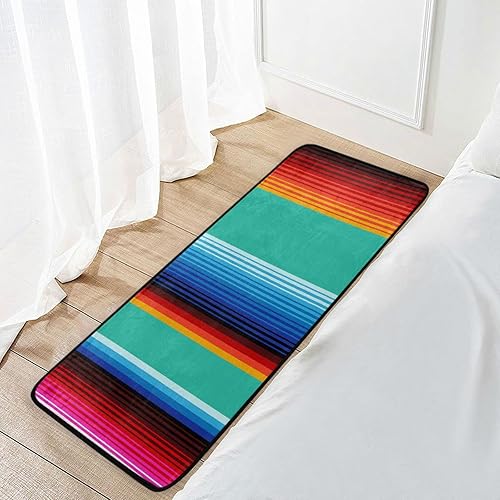 Miniatura 7 de Gredecor Alfombras de cocina con temática mexicana, antideslizantes, color mexicano, Serape a rayas, tapetes de cocina con respaldo de goma para