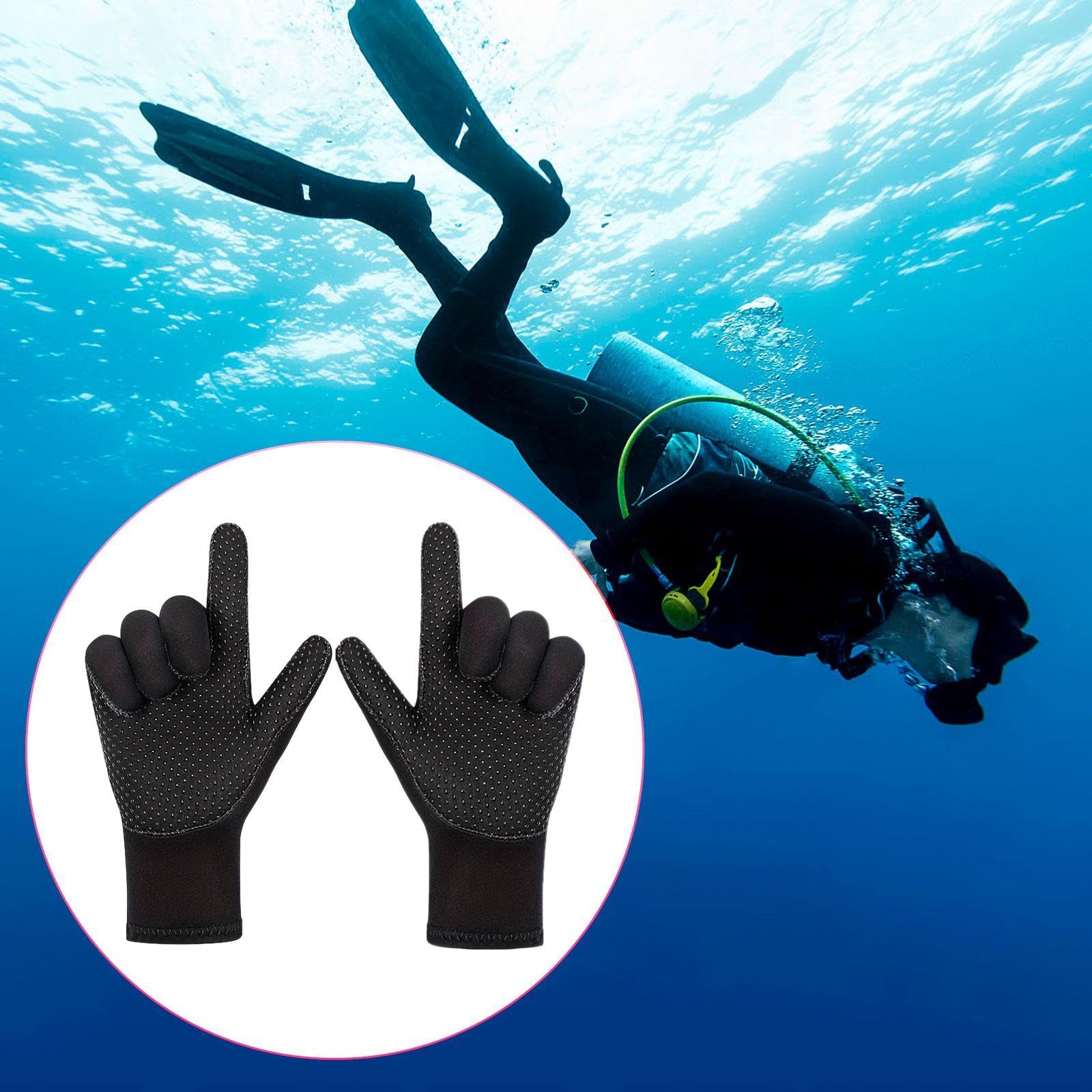 Vaveren 3mm Neoprene Gloves Diving Gloves Nonslip Winter Five Finger Hand Protection for Snorkeling Water Sports Accessories Canoeing, S
