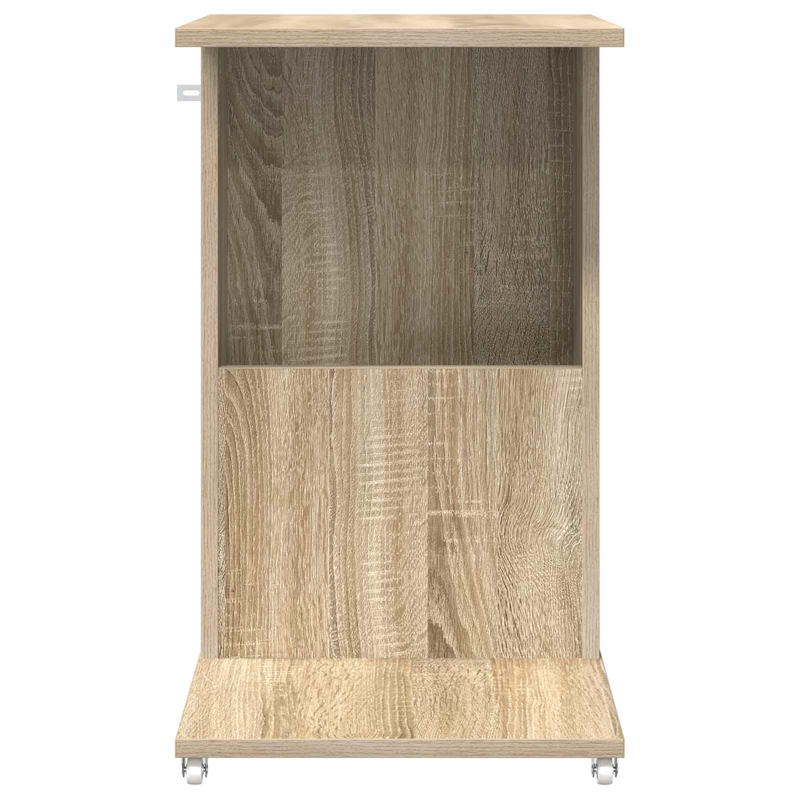 Mesa auxiliar de roble Sonoma de madera de 40 x 35 x 60 cm con ruedas, moderna mesa de almacenamiento para salón, dormitorio, pasillo, flexible como mesa de café o mesita de noche