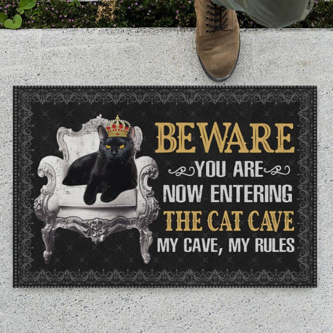 Traqunn Beware You are Now Entering The Cat Cave Doormat,Cat Lovers Home Decorative Welcome Doormat 30X18 In