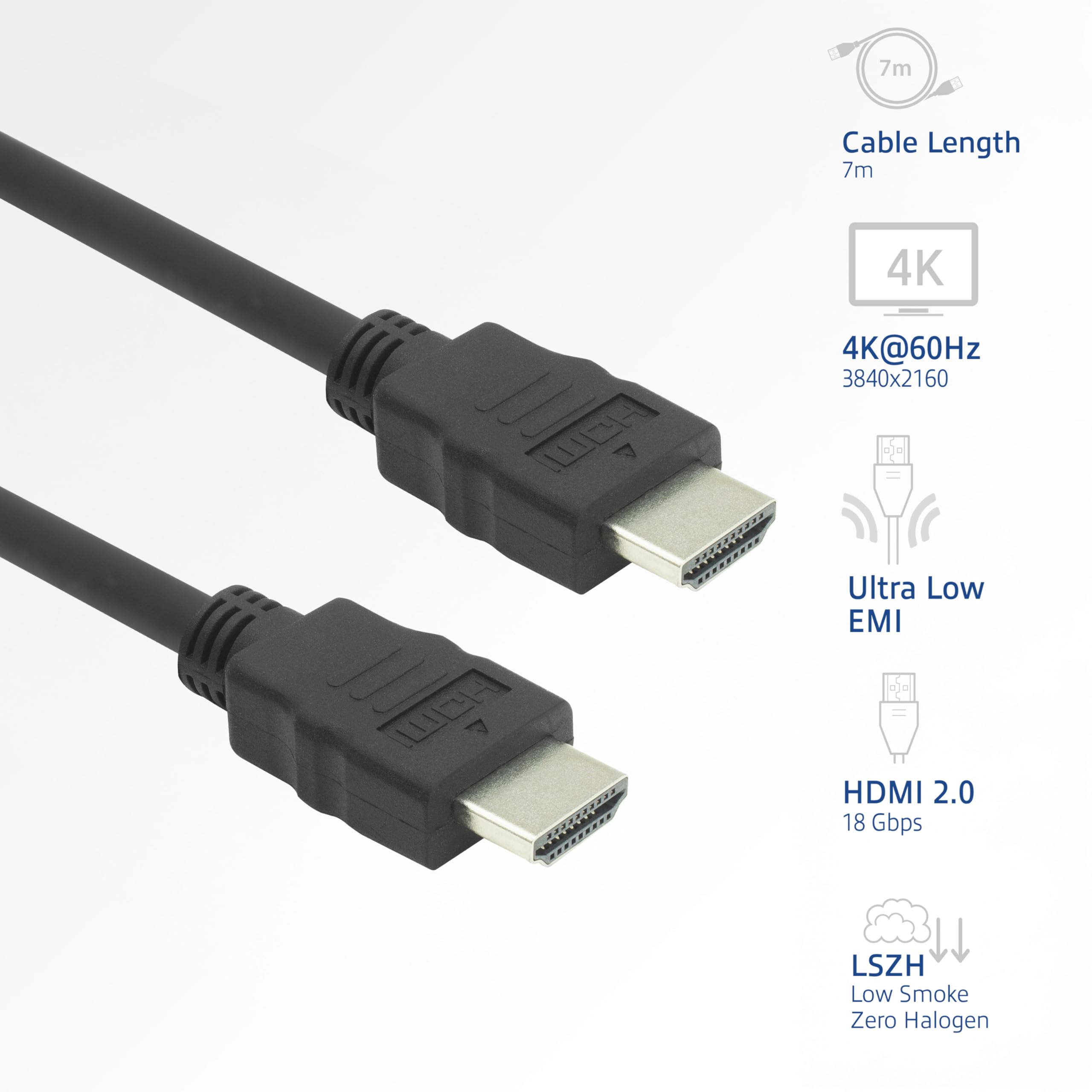 ACT Kabel HDMI 2.0, 7 m, HDMI Premium High Speed 4K 60Hz, certyfikat LSZH, Ultra Low EMI, 18 Gbps - AK3876