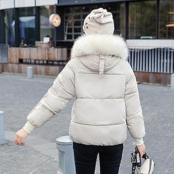 ホワイト ダウンジャケット ファー付き ダウンコート ダウンジャケット フェイクファーフードショート