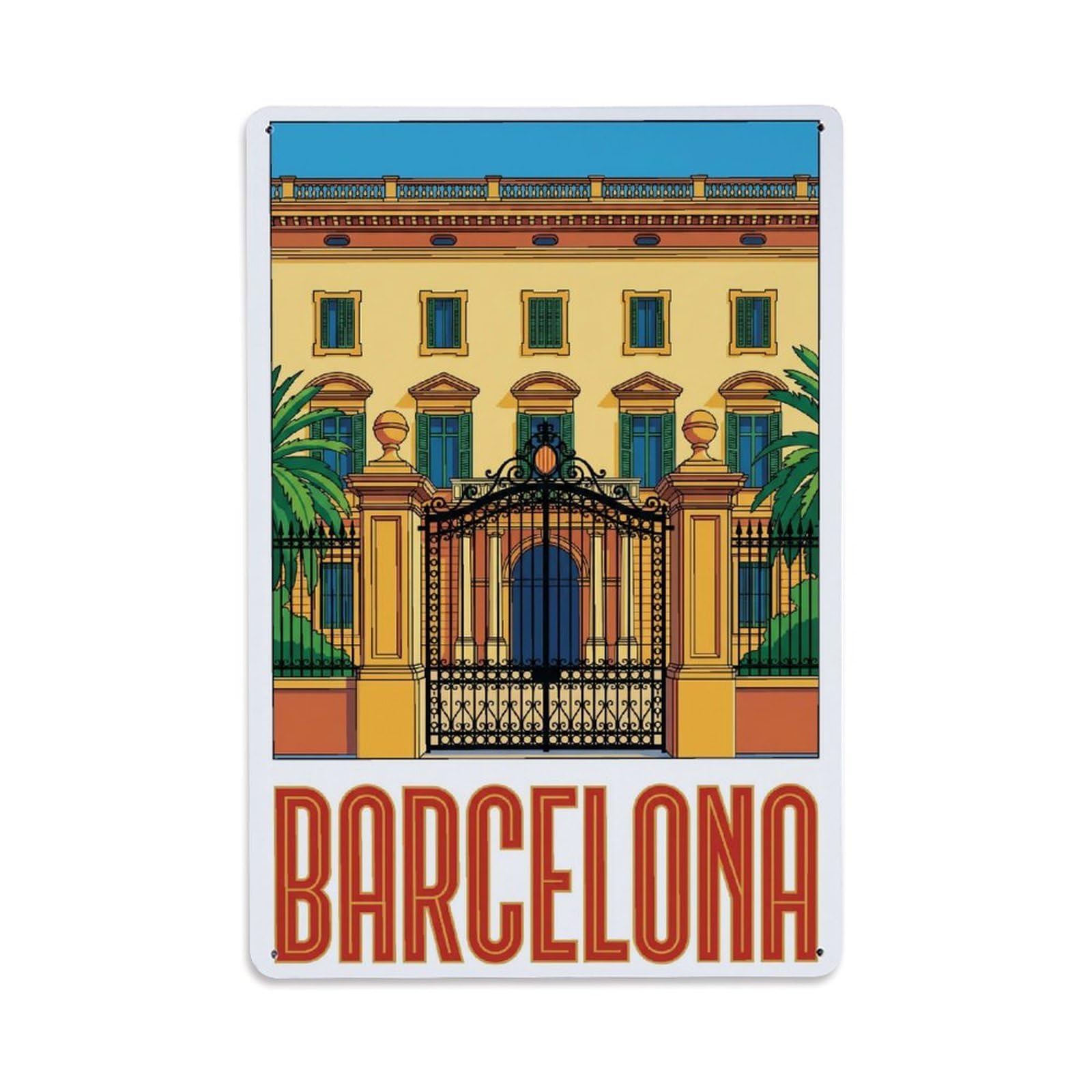 Vintage Travel Palace Spain Grand Metal Tin Sign