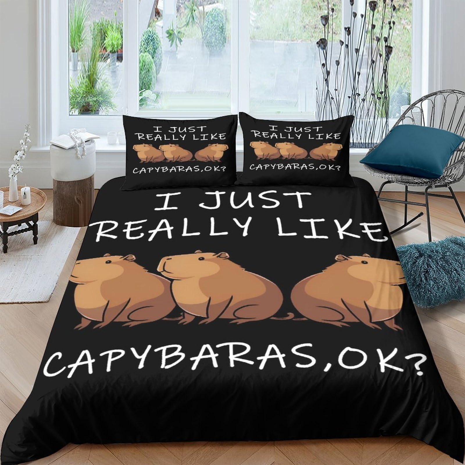 Ctjqhvkz Style-7 3D Printed Cartoon Capybara Fitted Sheet Microfiber Animal Illustration Bed Cover For Bedroom Guest Room Decor Single（135X200cm）