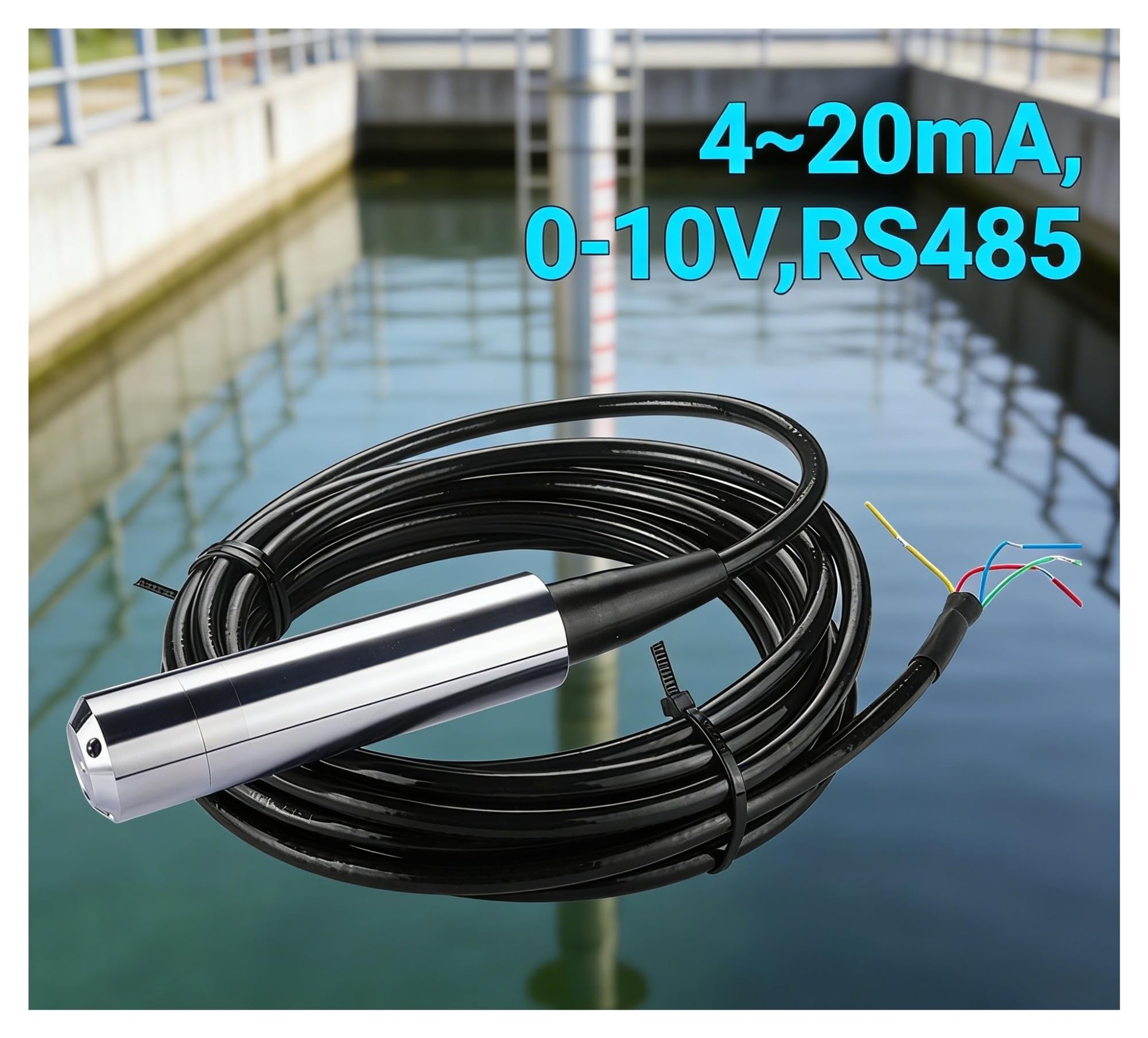 1 Juego de sonda del Sensor de nivel de agua y aceite líquido Integral, salida de 4-20MA, transmisor de detección con controlador, interruptor de flotador, bomba de alarma