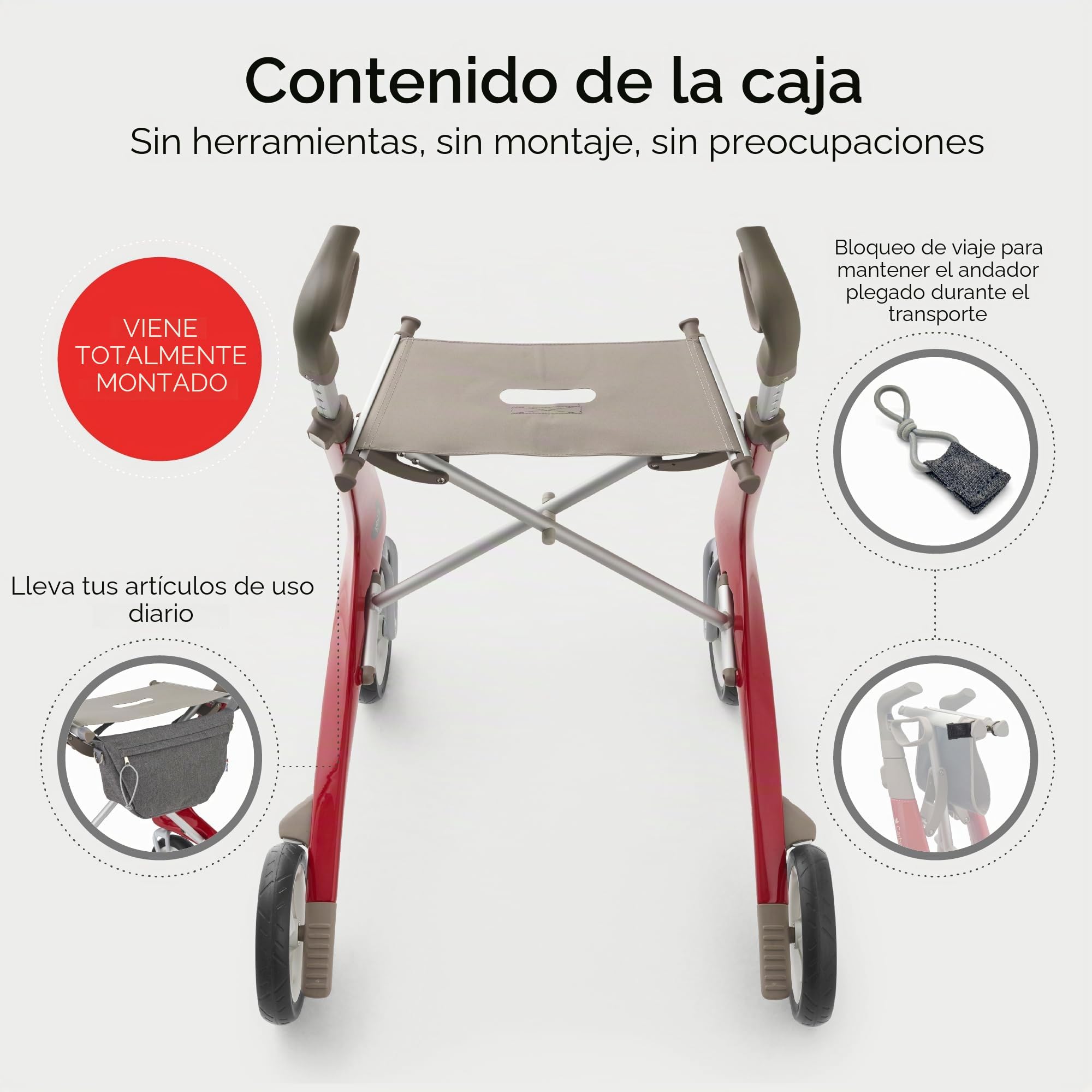 byACRE Andador ultraligero de carbono | solo 4,8 kg | para interiores y exteriores | plegable y fácil de poner en el maletero y llevar en viajes | 5 años de garantía