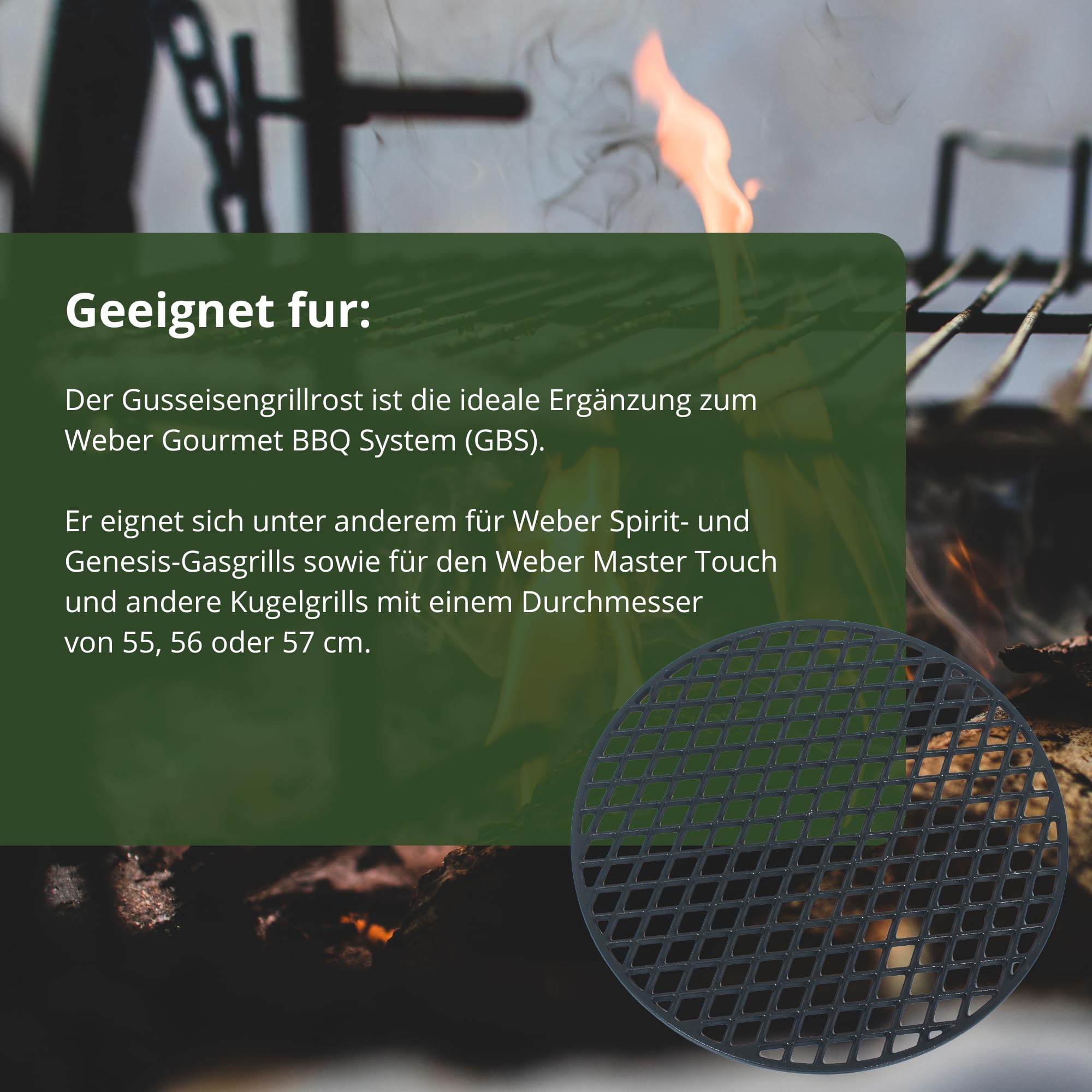 Hero Guss Grillrost Ø 44,5cm emailliert massiv Inclusive 2 Griffe ! auch z.B für Weber 45,46,47cm