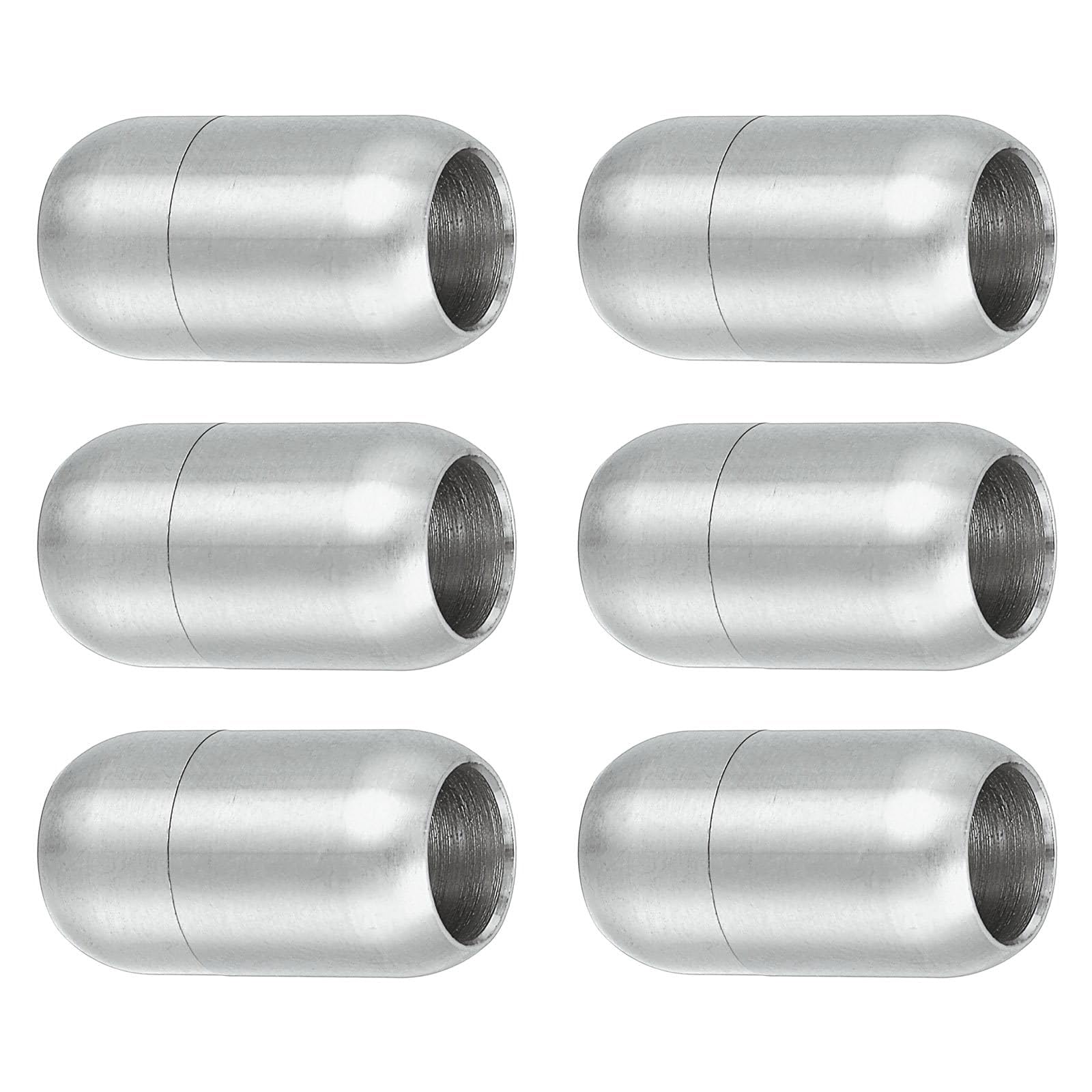 TA-VIGOR 6Pcs Stainless Steel Leather Cord End Clasps – 8mm Cord End Caps Tube Connectors for DIY Bracelet Necklace Making – Jewellery Craft Accessories Silver
