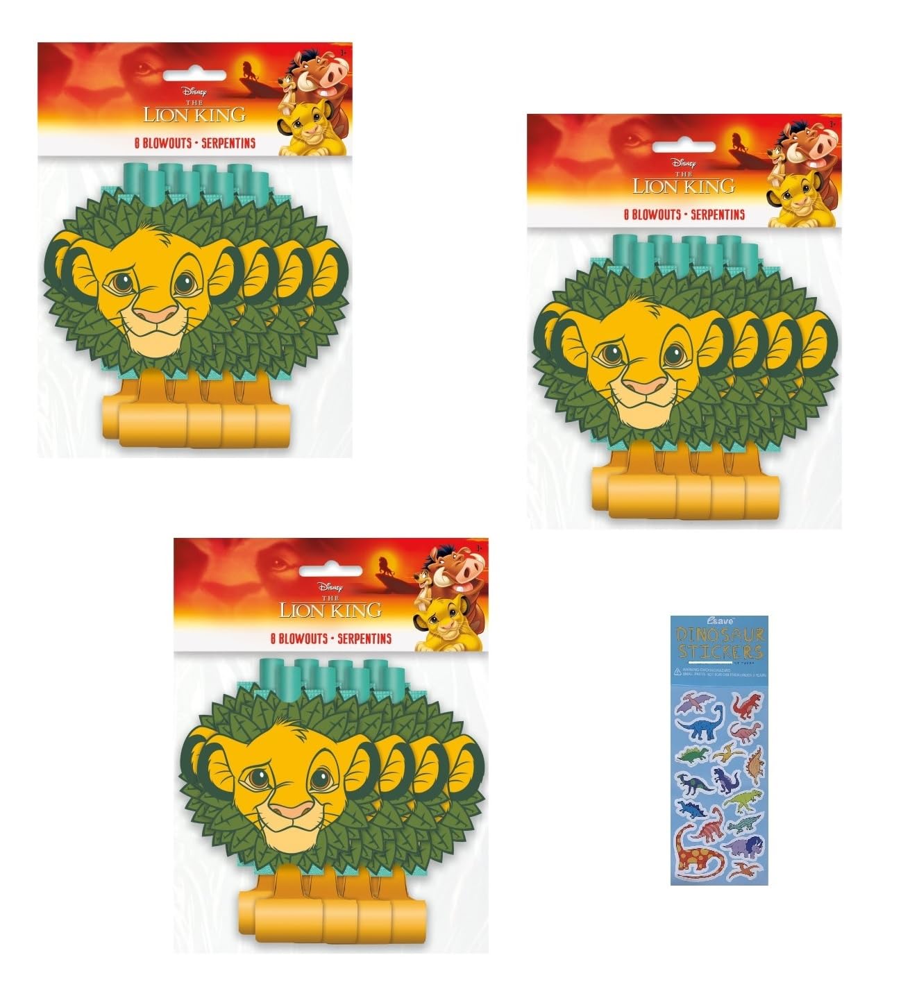 The Lion King Birthday Party Supplies Bundle includes 24 Party Blowouts