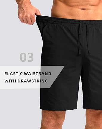 Pudolla Men's Lounge Shorts with Pockets 9 Lightweight Sweat Jersey Shorts for Men Workout Gym Athletic