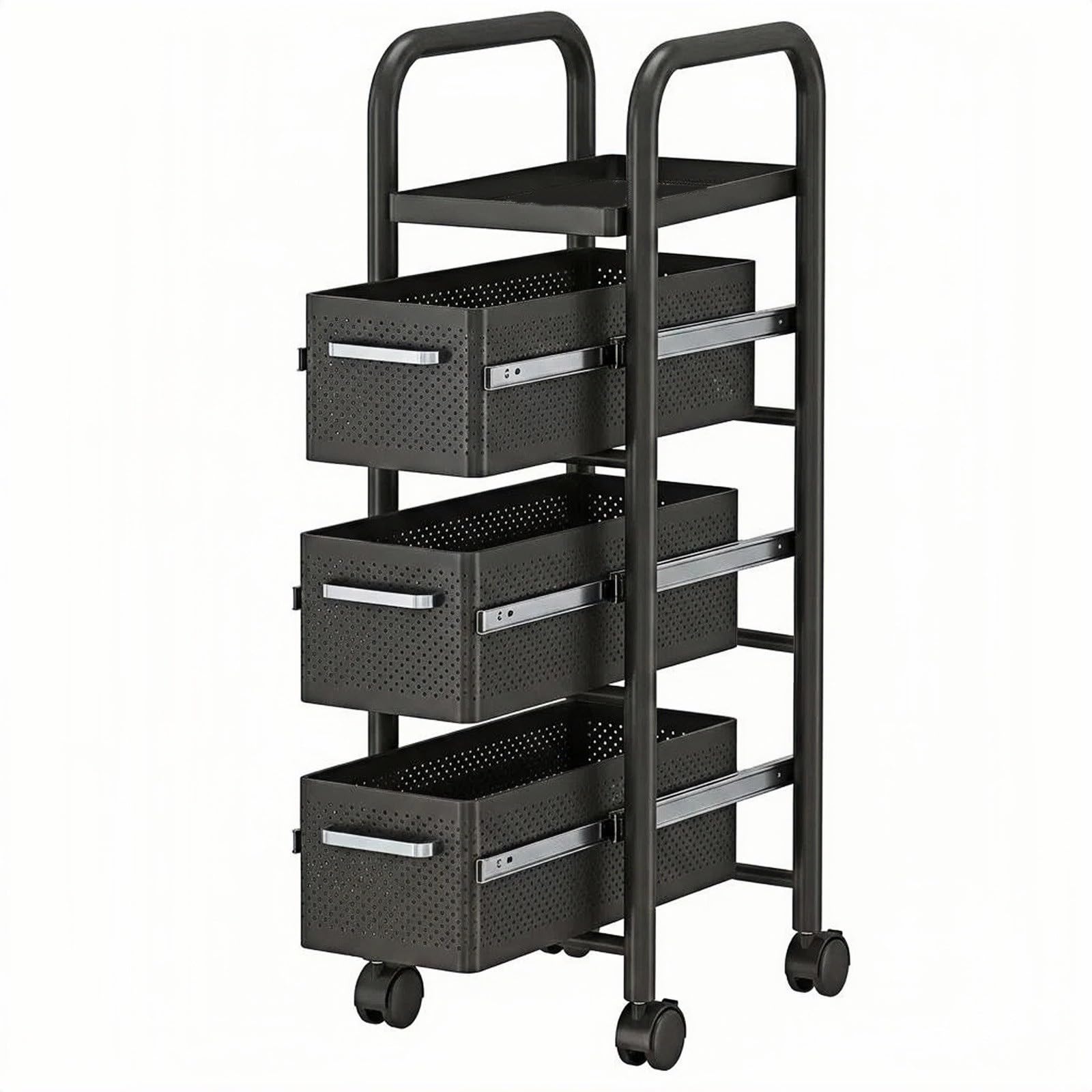 ZYYANSHOP Kitchen Storage Cart Slim Pull-Out Gap Cart Narrow Sliding Storage Rack for Fridge Side Kitchen(Black,Small)