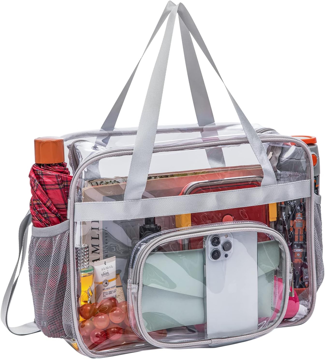 Clear Bags Stadium Approved,See Through Tote Bag+Shoulder Strap Large Transparent Bag - Image 3