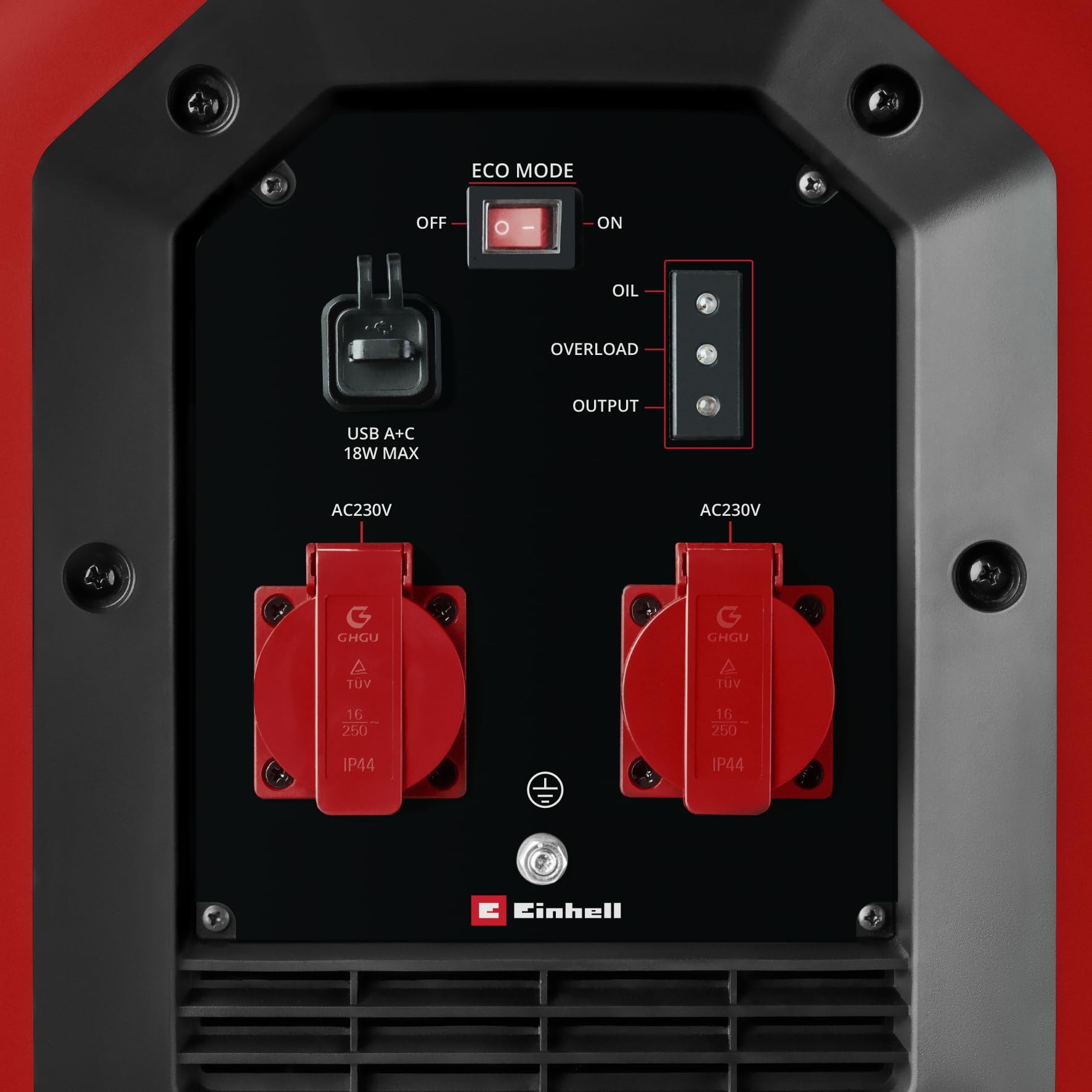 Einhell generatore di corrente (benzina) TC-IG 2200 (potenza max. 2200 W, durata 1900 W max. Serbatoio da 4 litri, motore 4 tempi, 2 x 230 V, 2 x USB, protezione contro mancanza di olio)