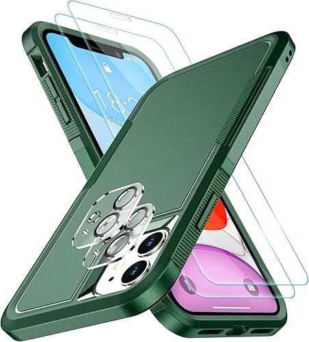 SPIDERCASE Funda a prueba de golpes para iPhone 11, protección contra caídas de grado militar de 10 pies, con 2 piezas protector de pantalla de