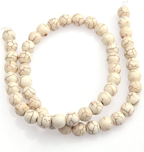 ILOVEDIY 0.315 in blanco redondo turquesa perlas hebra 15" a granel para la fabricación de joyas