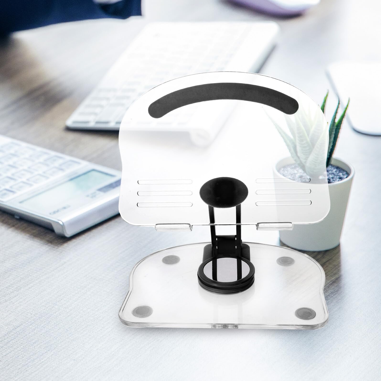 STOBAZA Soporte de Escritorio para Tablet Plegable y Ajustable de Acrílico Negro Base Antideslizante Soporte Sólido para Tabletas Portátil Adecuado para Oficina y Uso Multifuncional