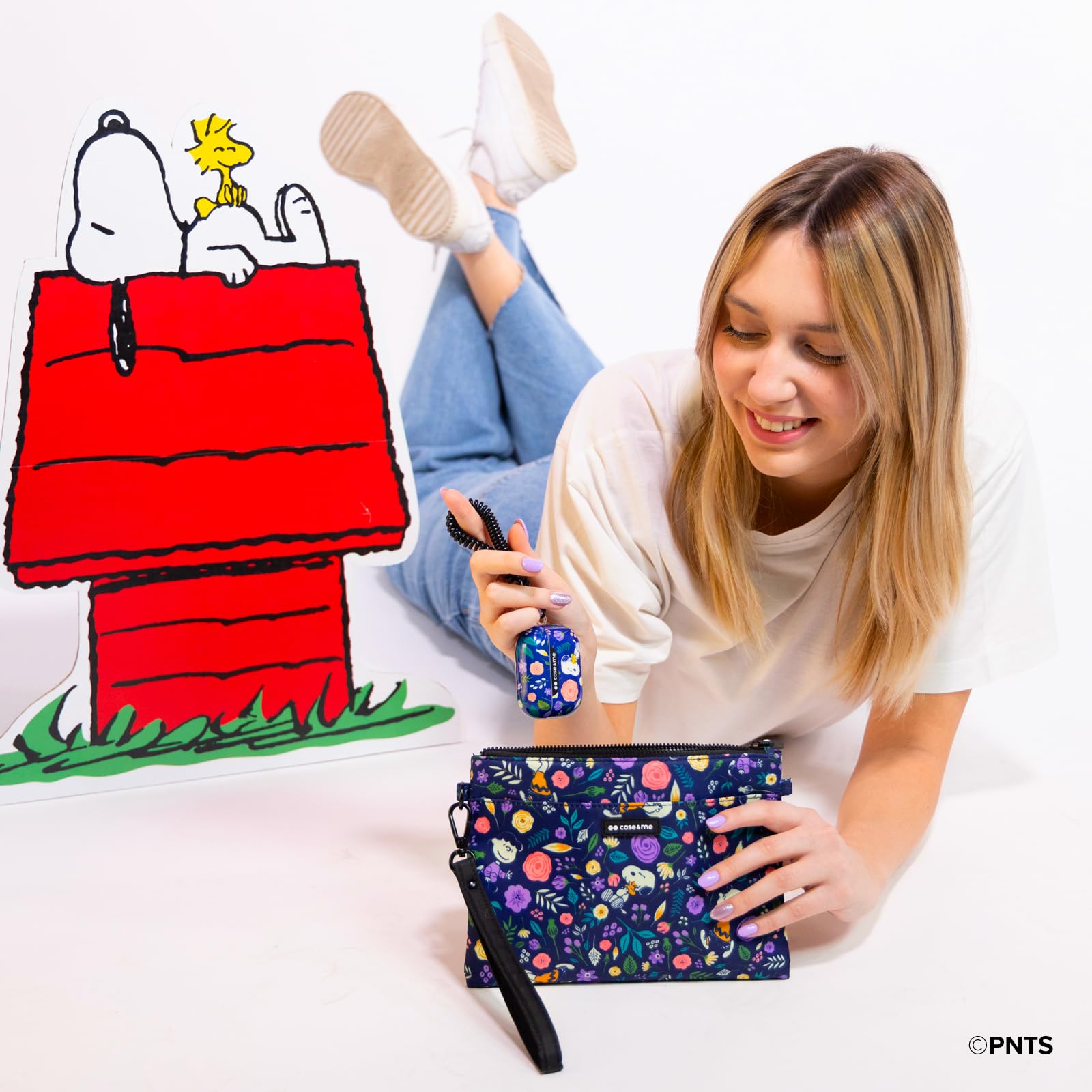 case&me Etui na Airpods Pro/Airpods Pro 2 Peanuts skórka do Airpods Snoopy, opaska sprężynowa, klips, kompatybilne z ładowaniem bezprzewodowym