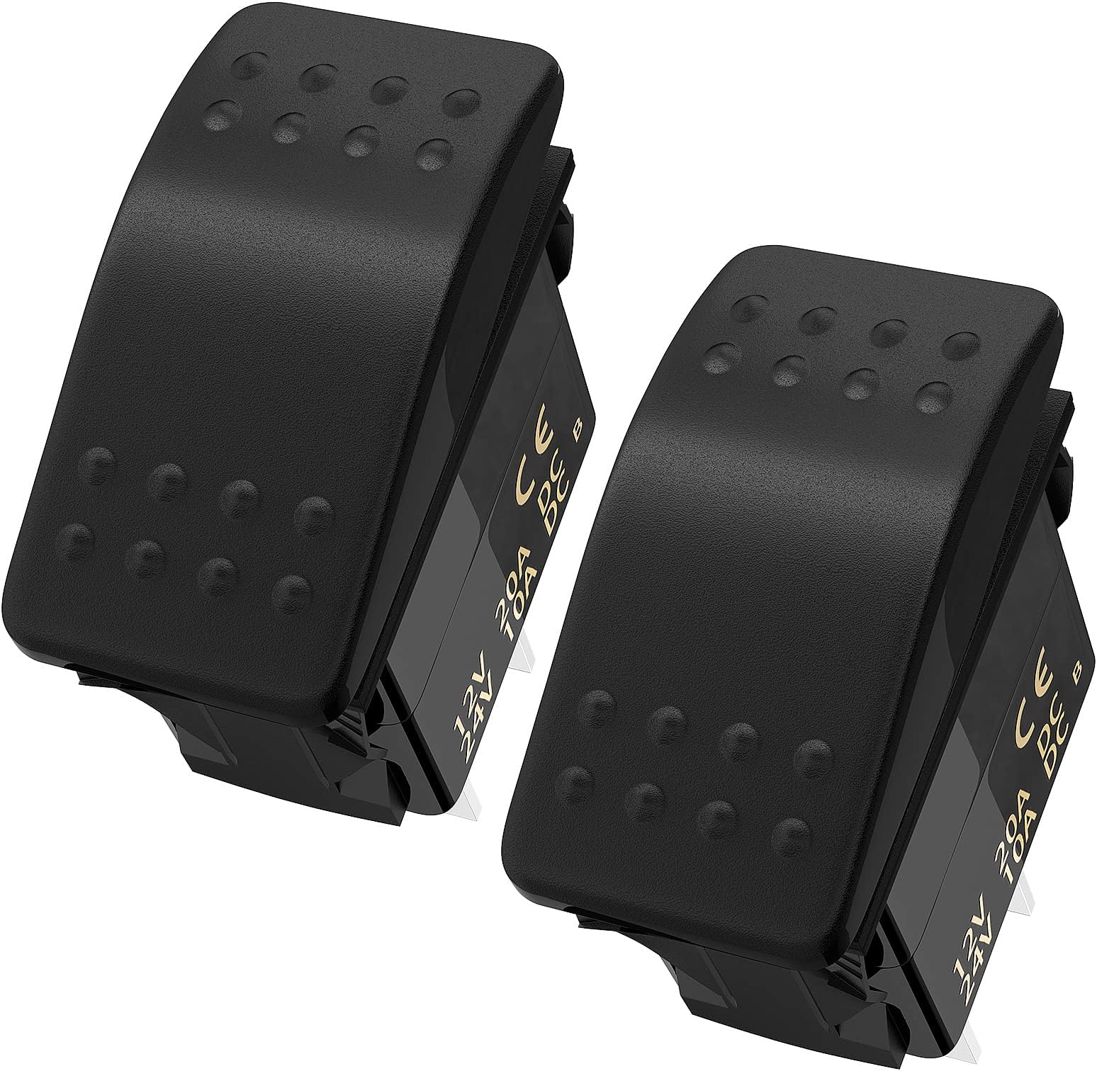 Joinfworld Rocker Switch 12V Marine Boat 2 Pin Rocker Switch 20A SPST On Off Toggle Switch Waterproof 12 Volt Switch for Automotive Car UTV ATV