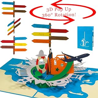 Pop Up Card Travel, Pop-Up Travel Voucher, Voucher Card for Holiday, Birthday, Farewell, Money Gift, Travel Fund, N112