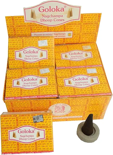 120 Coni d'Incenso Goloka Nag Champa - 12 Scatole Incenso Indiano