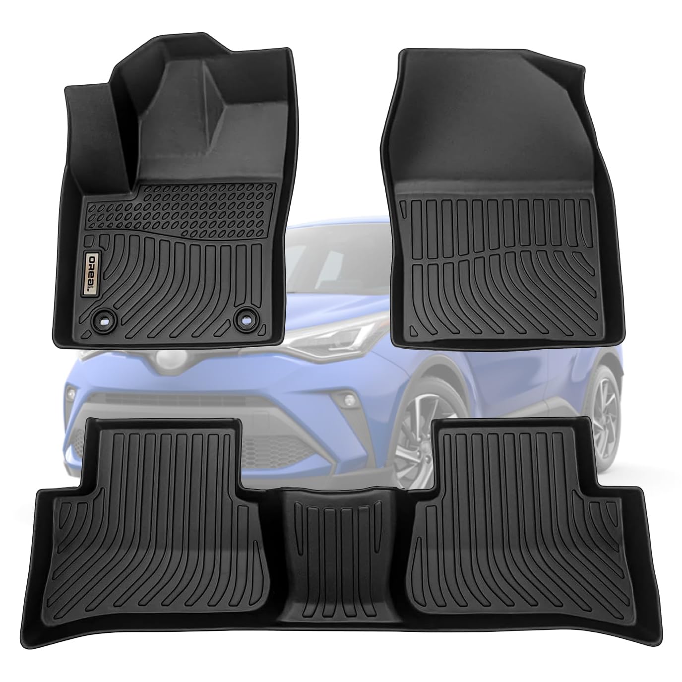 orealtrend Black Floor Mats Liners Replacement for C-HR CHR 2018-2023 Heavy Duty All Weather Guard Front and Rear