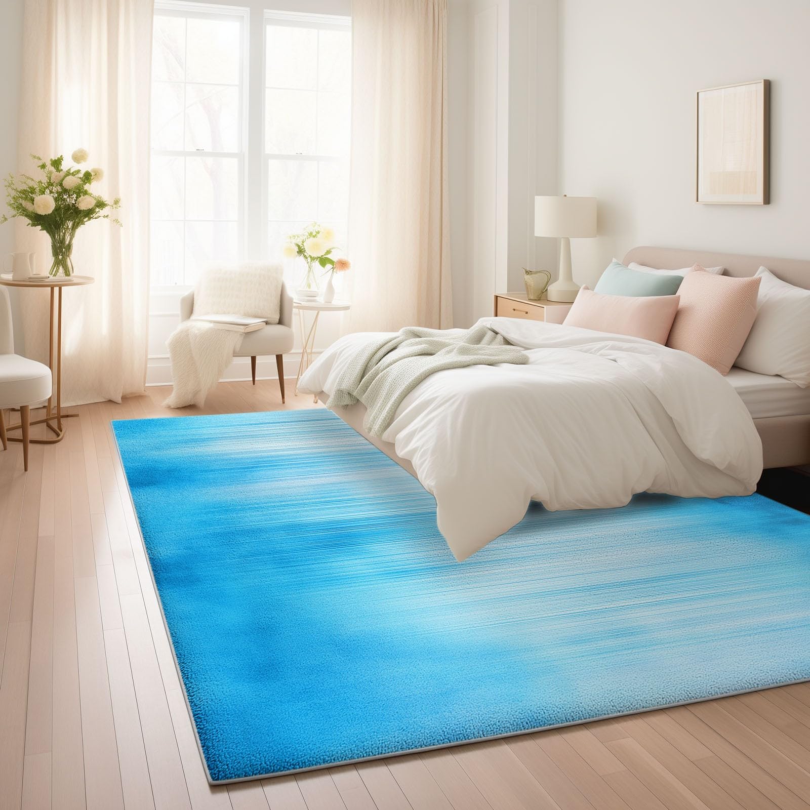 Dywan w niebieskie pionowe paski dywaniki antypoślizgowe 140 x 200 cm, abstrakcyjny design prostokątne miękkie dywaniki do salonu, dekoracja domu dywan można prać w pralce