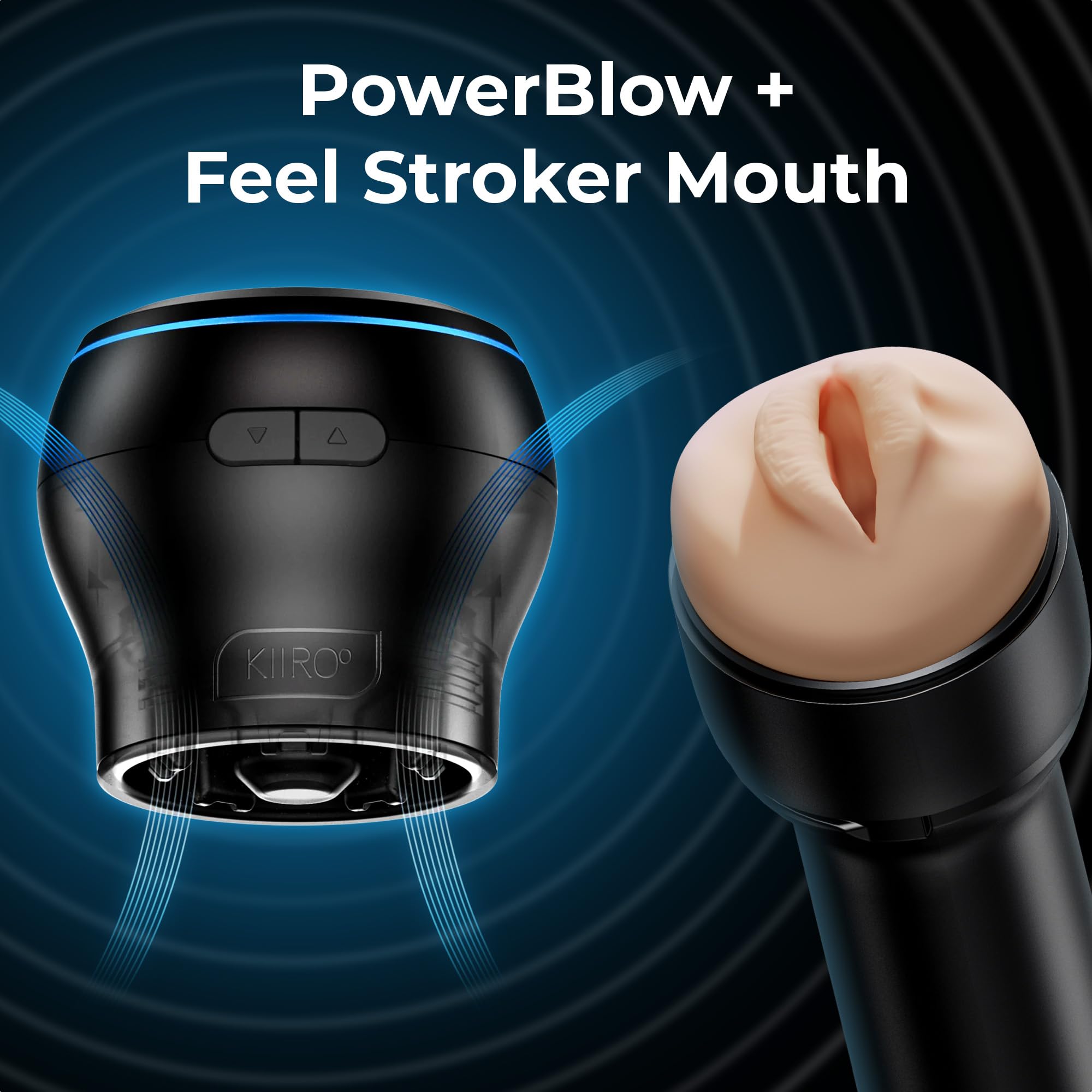 KIIROO PowerBlow Masturbatore Automatico Uomo con Mouth Stroker – Blowjob Machine Interattiva – Contenuti FeelMe AI – Intensità Regolabile – Facile da Usare