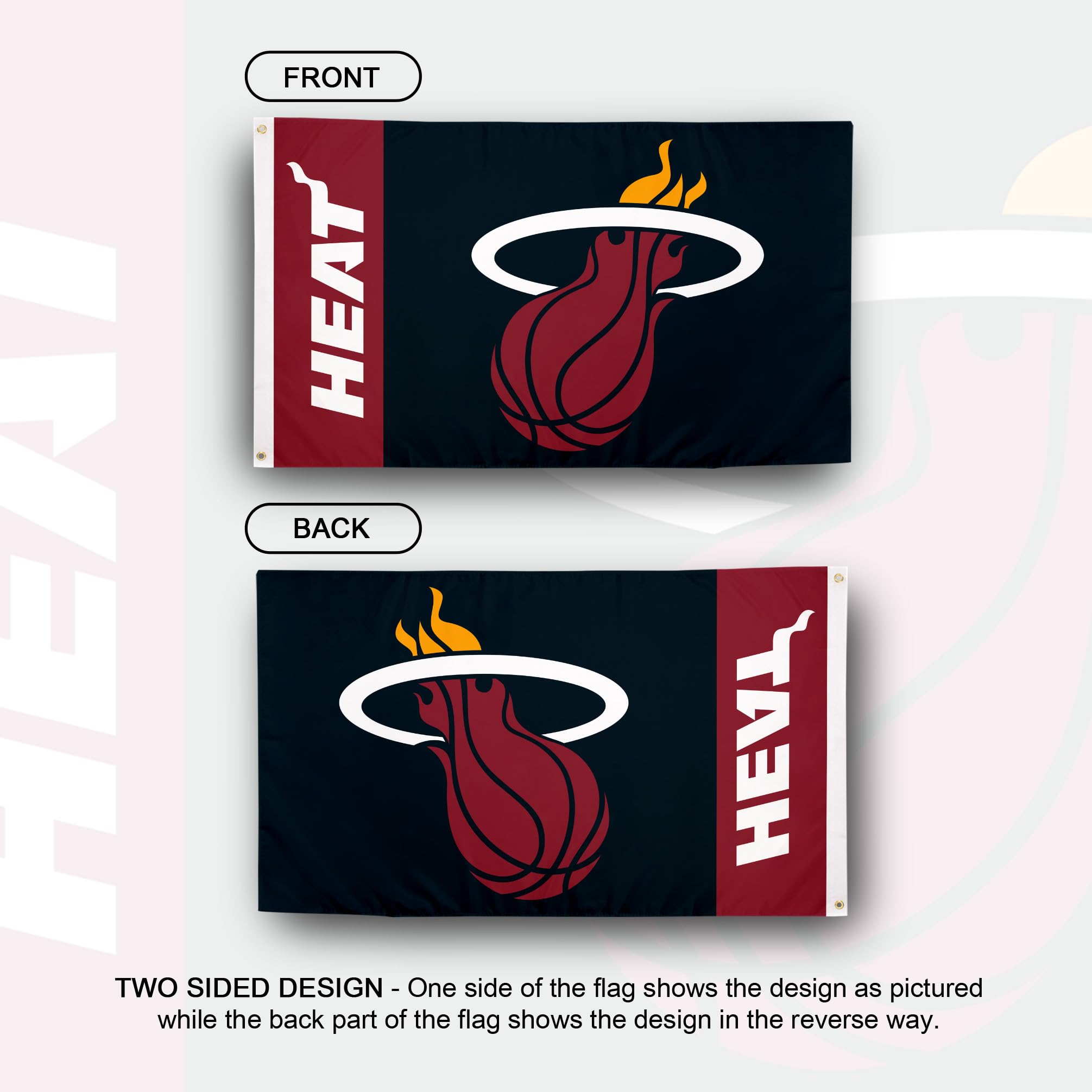Bandiera Miami Heat 30x76 Cm | Pennant Con Supporti Parete E