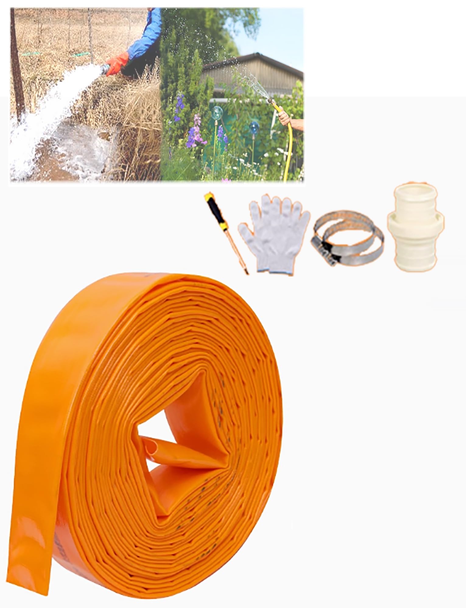 Tubo flessibile per pompa di scarico piatto in PVC agricolo, durevole per il trasferimento dell'acqua, il controlavaggio della piscina, l'irrigazione del giardino e lo scarico dello stagno