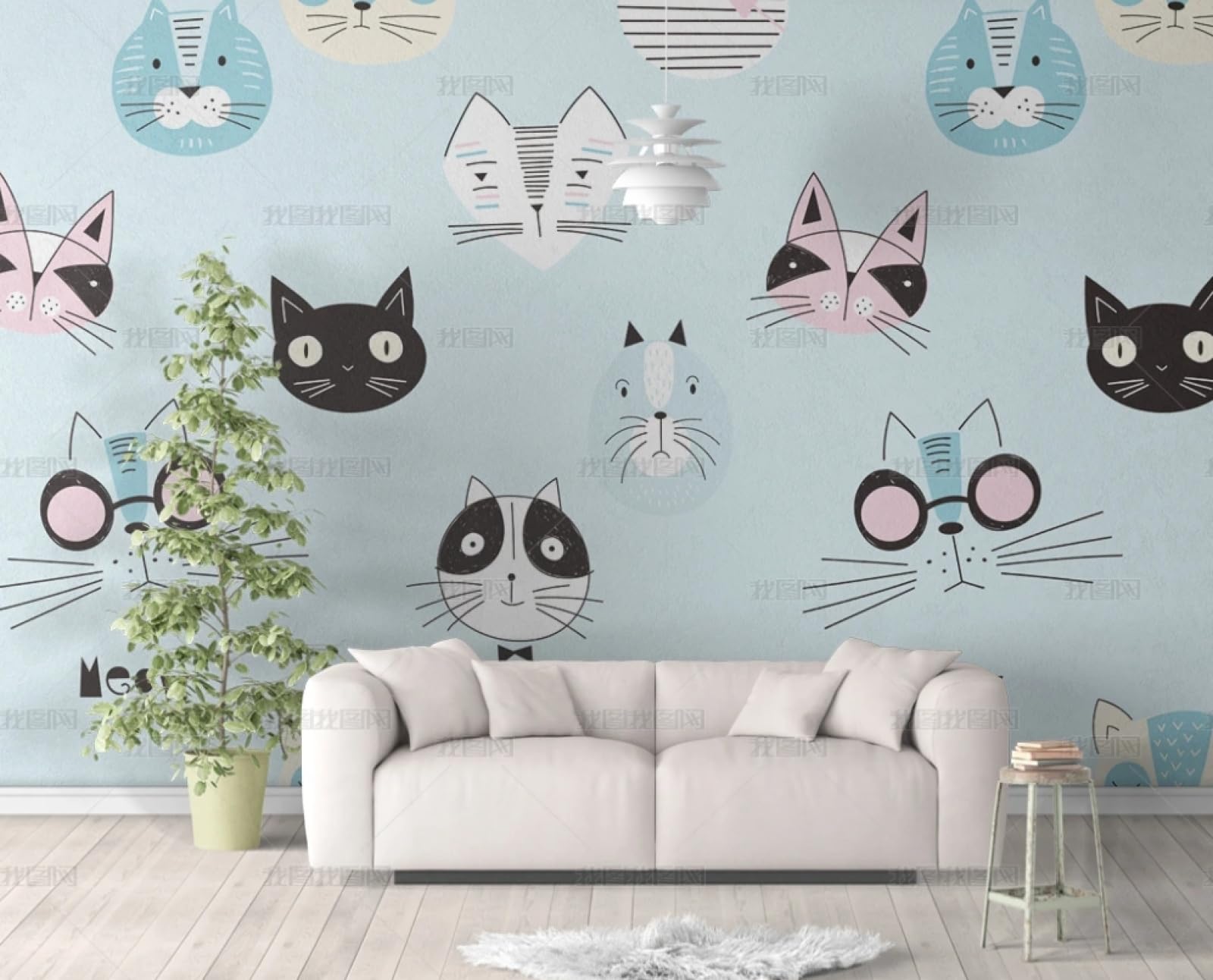 Papier peint autocollant chat vinyle adhésif pour meuble et mur