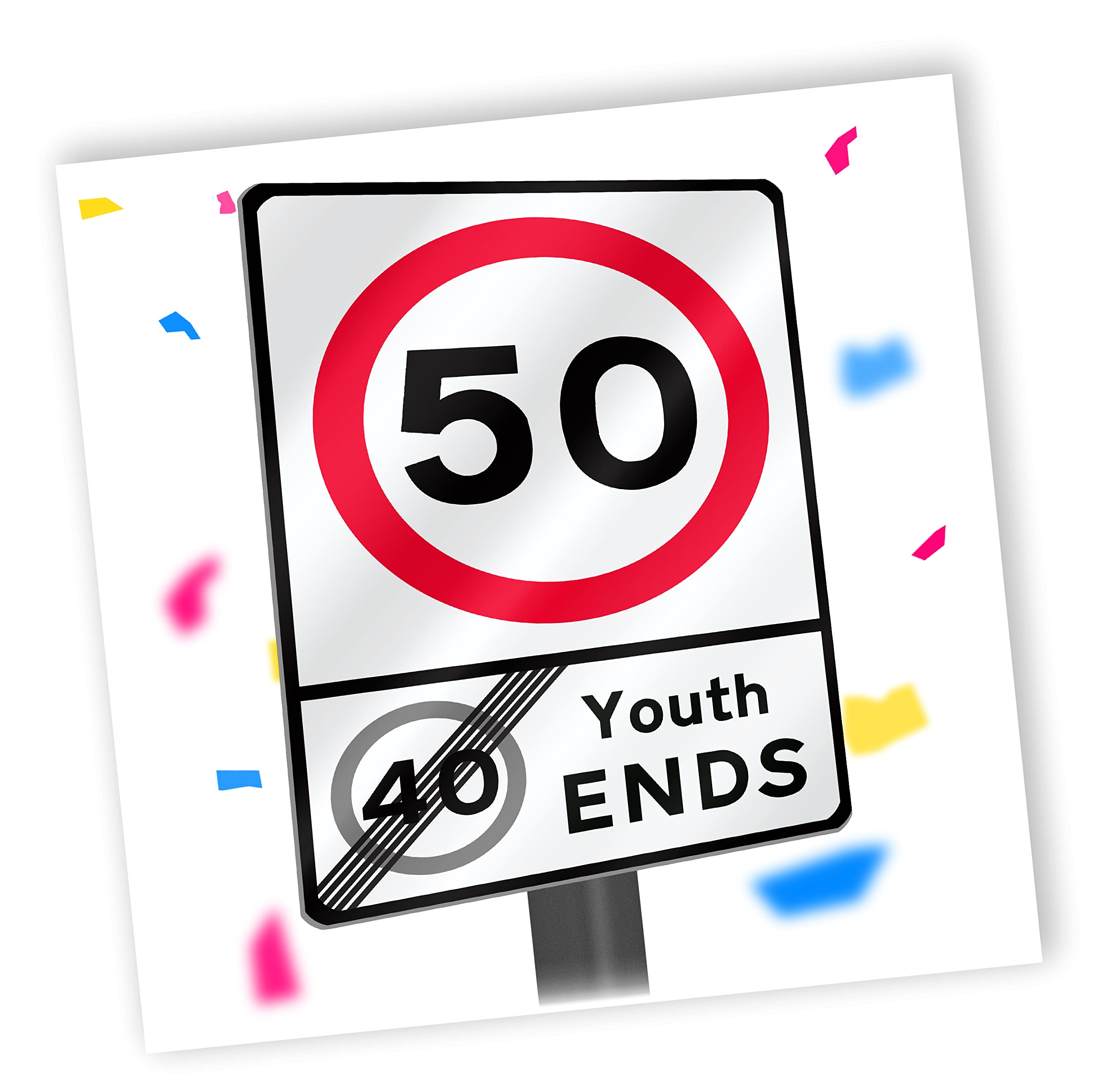 NotNiceThings Speed Limit 50th Birthday Card, Funny Driving 50th Birthday Card, Car Birthday Card, 50th Card for Husband, Wife, Him, Her, 50th Gift