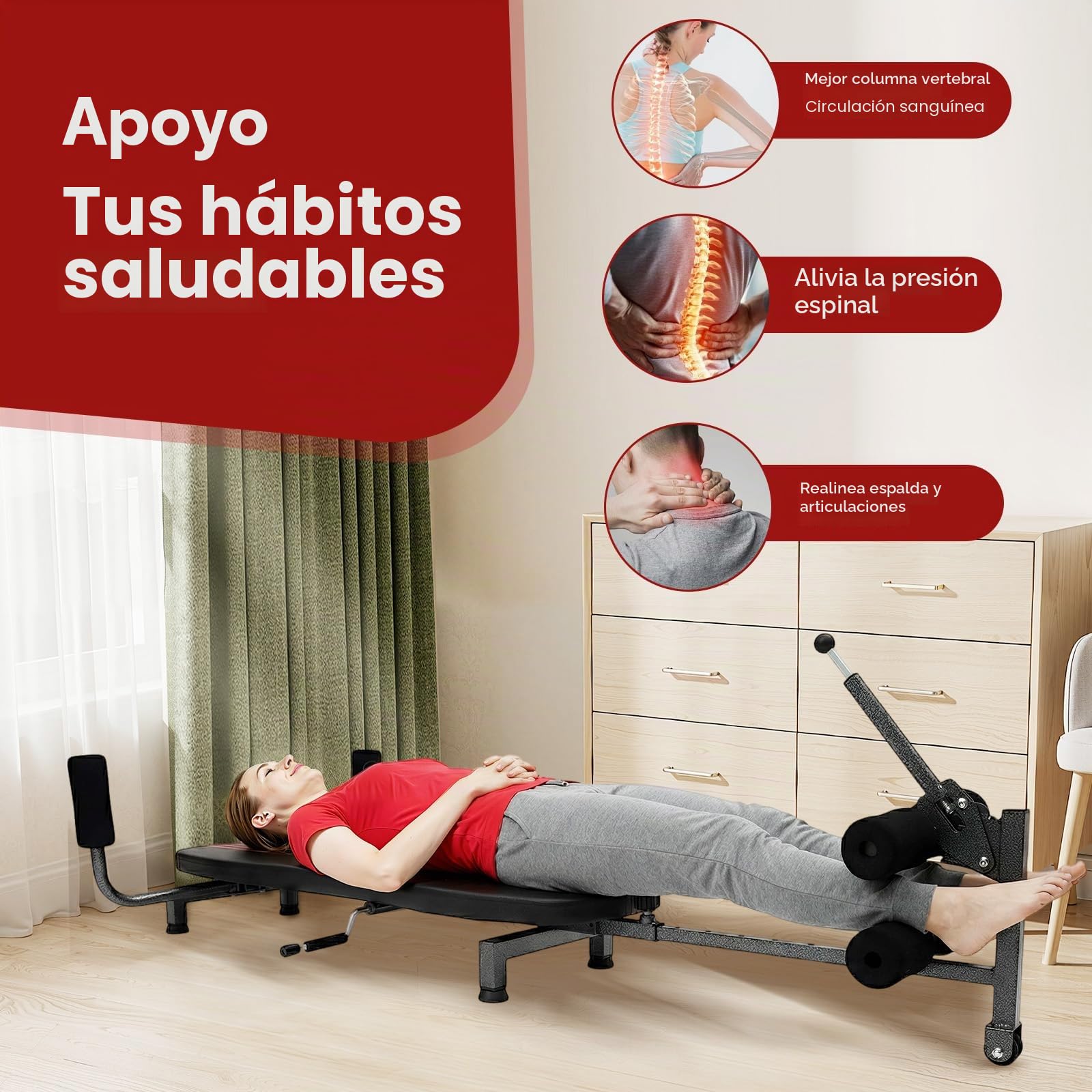 Back Stretch Traction Inversions - Mesa de inversión (columna cervical, columna vertebral, tracción, inversión con capacidad de peso de 150 kg)