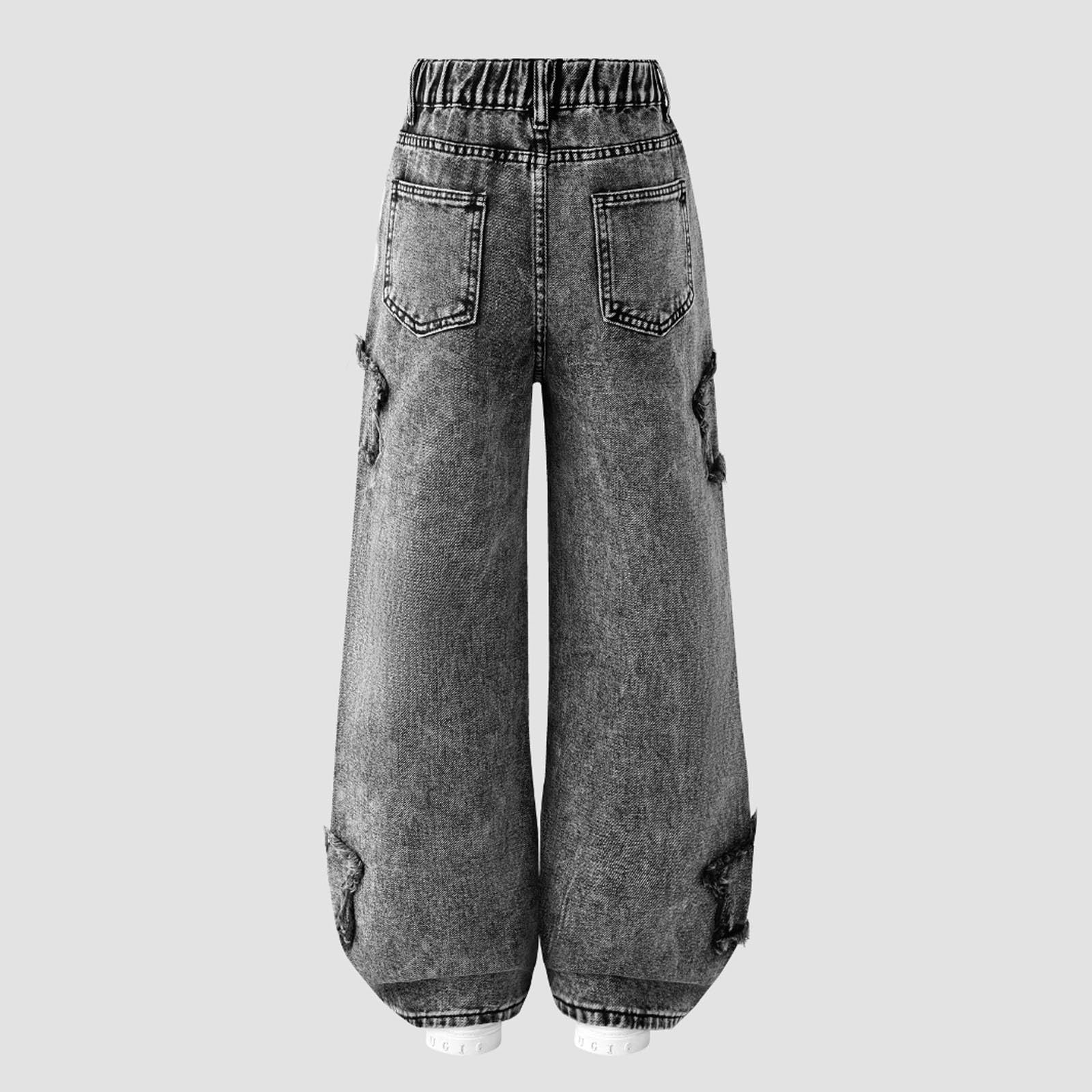 Genérico Pantalones Niño - Pantalones Vaqueros De Pierna Ancha con Parche De Estrella para Niños Y Niñas De 8 A 12 Años