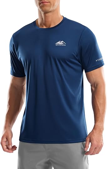 Mens UPF 50+ Sun Protection Dry Fit Workout T-Shirts Rash Guard Swim Shirts Moisture Wicking Tee for Athletic, Beach, Hiking