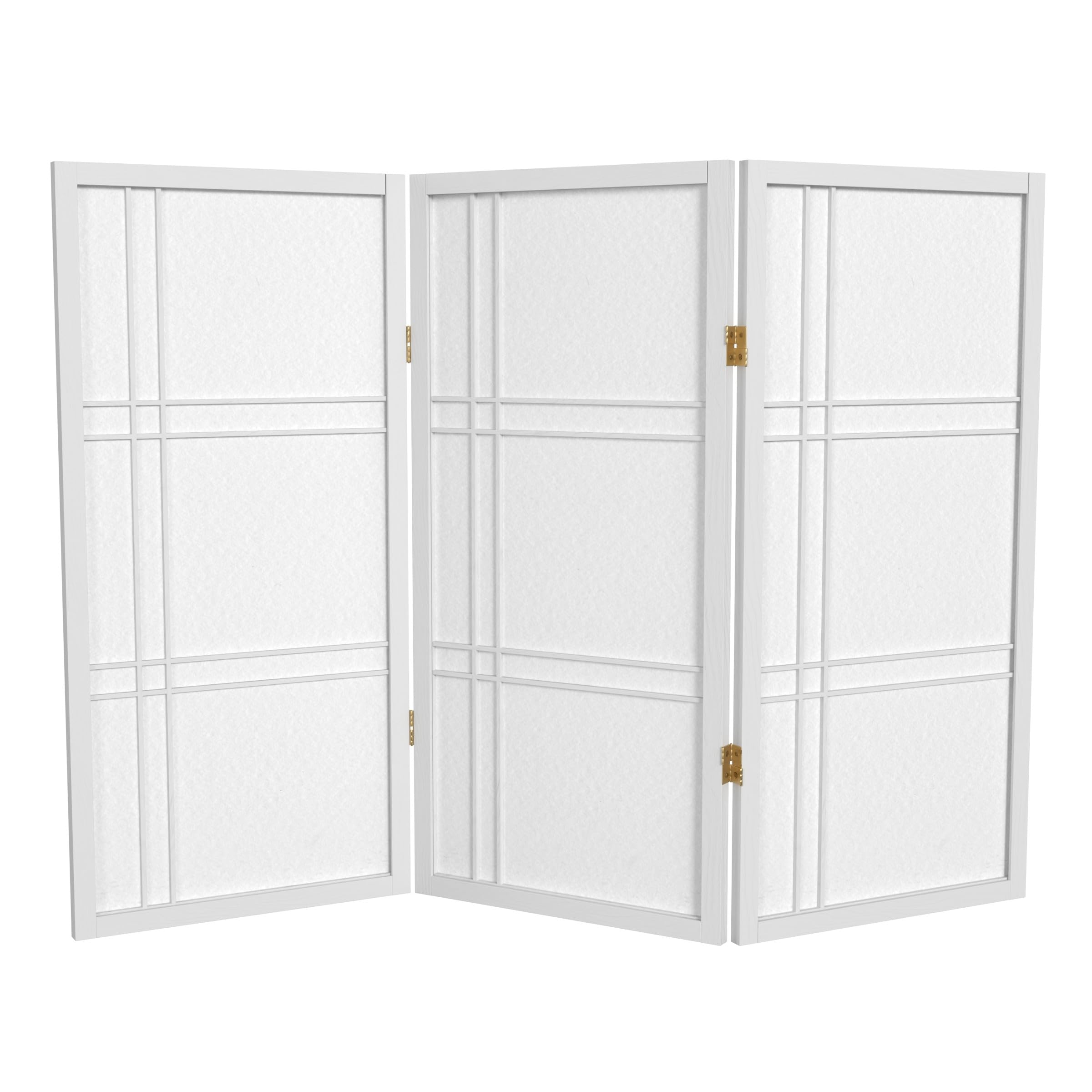Red LanternOriental Furniture 3 ft. Tall Double Cross Shoji Screen - White - 3 Panels