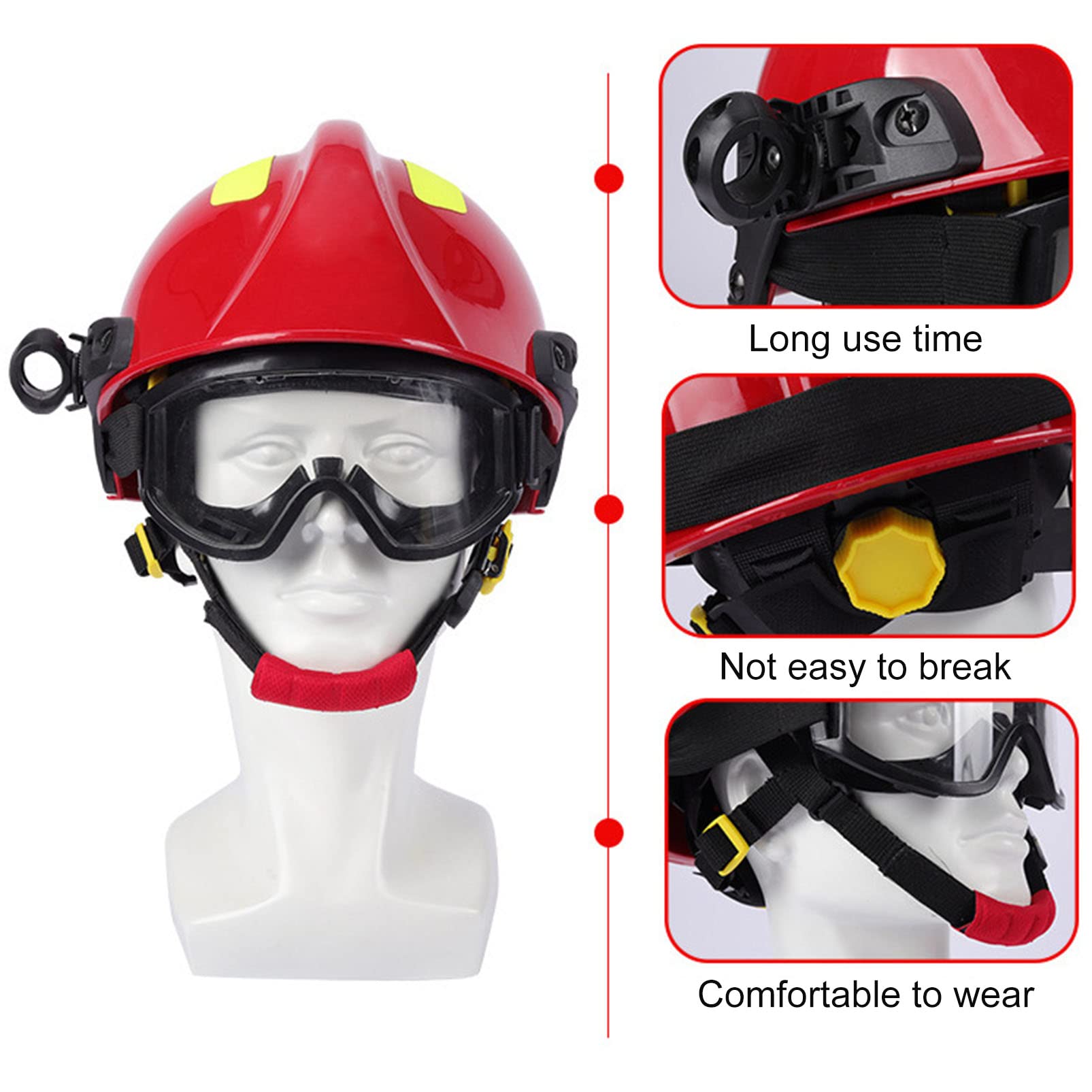 Casco de Seguridad Ajustable Casco Duro de Rescate, Casco de protección de Cabeza de Rescate de Emergencia de Desastre de terremoto, Casco Anti-Impacto con Faro y Gafas