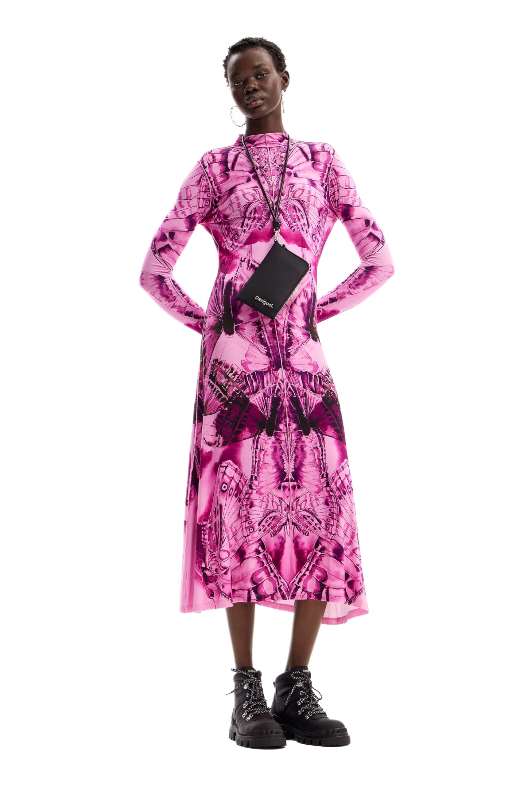 Desigual Vestido de Manga Larga para Mujer, Rojo, M