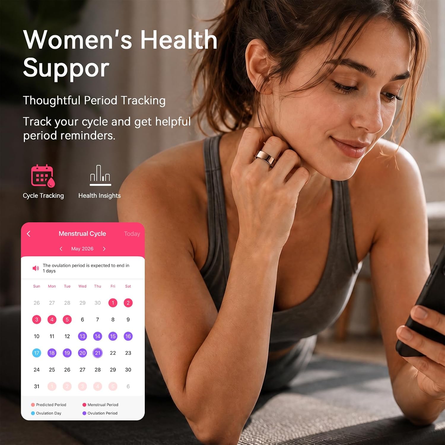 Smart Ring for Women & Men, 5-7 Days Battery Life,Featuring Stress and Sleep Monitoring Functions, Compatible with iOS and Android,Waterproof Health Ring