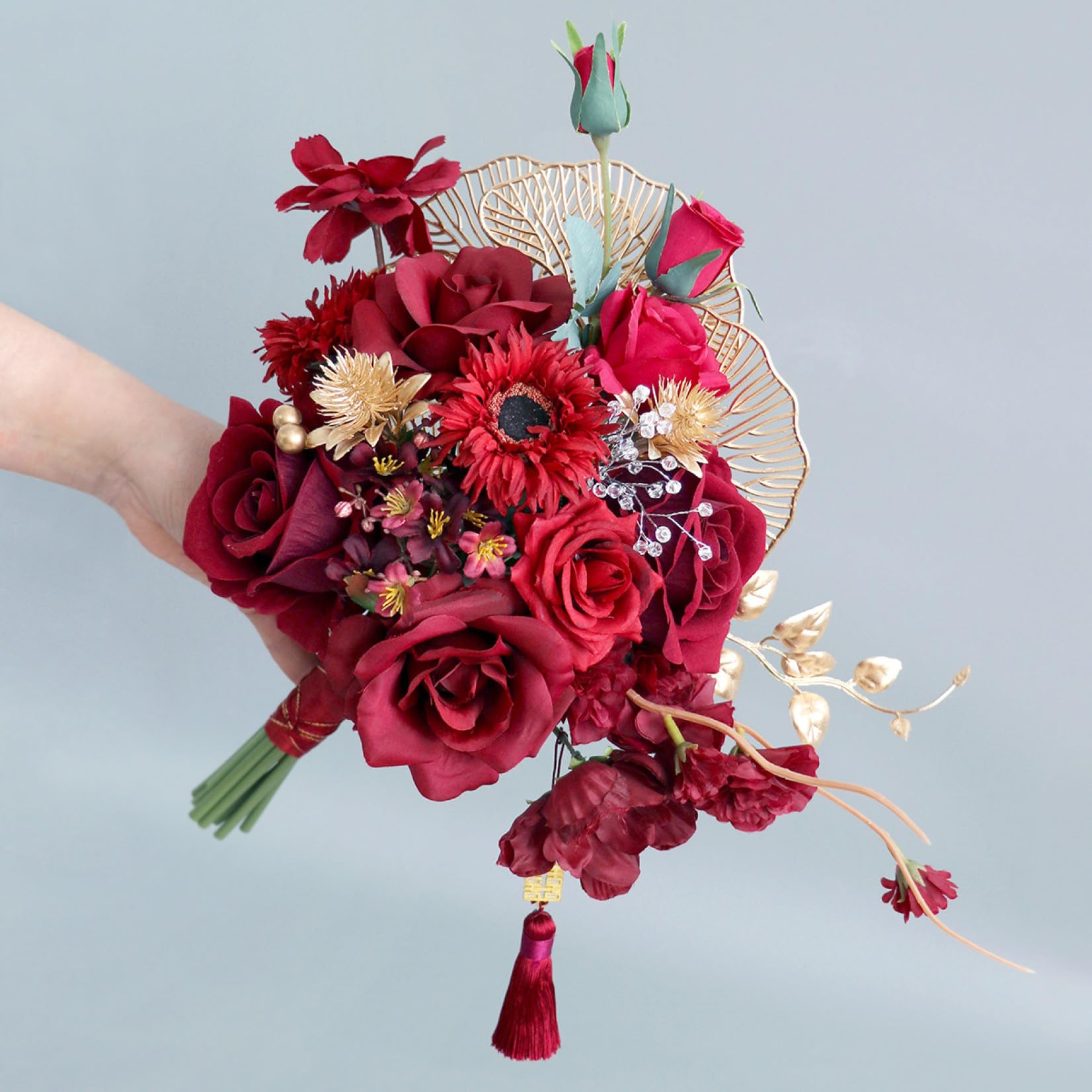 Amazon｜ウェディング ブーケ 花嫁ブーケ 手作りブーケ ブーケトス 赤