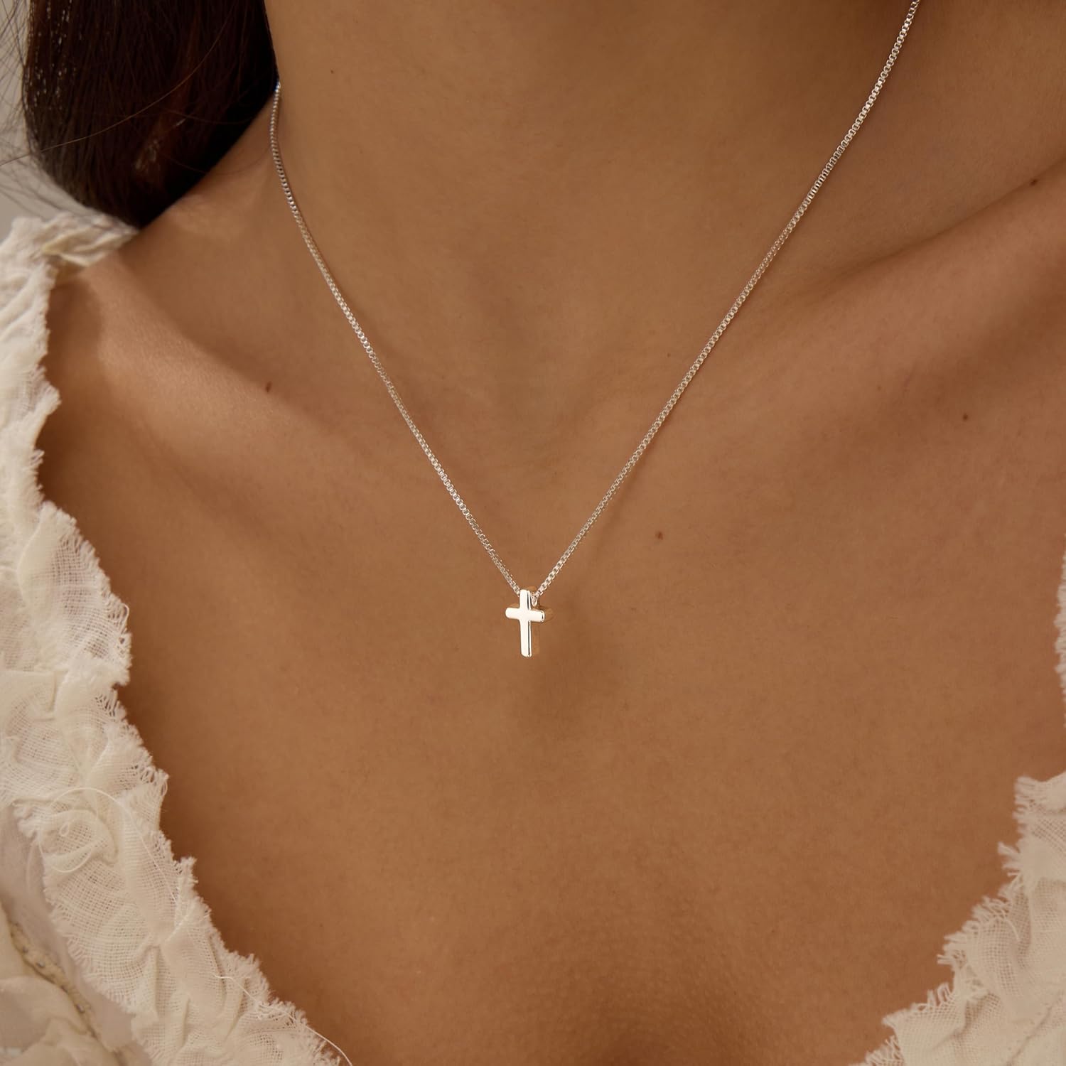 Cross Necklace for Women, Dainty 14K Gold Plated Cross Pendant Simple Long Necklaces for Women, Christian Faith Necklace Trendy Gold Jewelry Gifts for Easter - Image 2