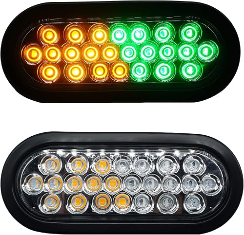 SUDLTKISS 2 luces estroboscópicas de emergencia LED ovaladas de 65 pulgadas color ámbarverde 24 luces estroboscópicas LED con flash cuádruple para